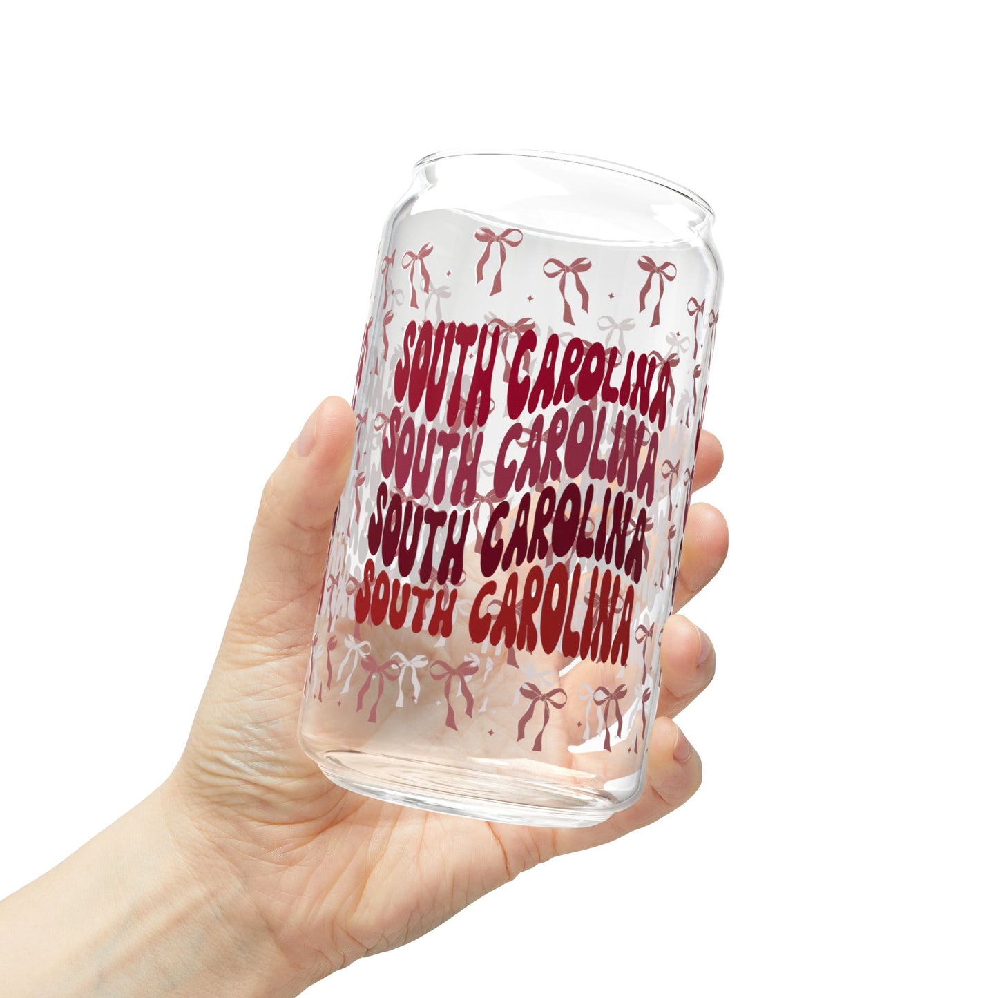 Coquette Bow South Carolina Sipper Glass, 16oz | Tropical Drinkware, Summer Sipping, Perfect for Beach Days, SC gamecocks, south carolina gift, graduation gift