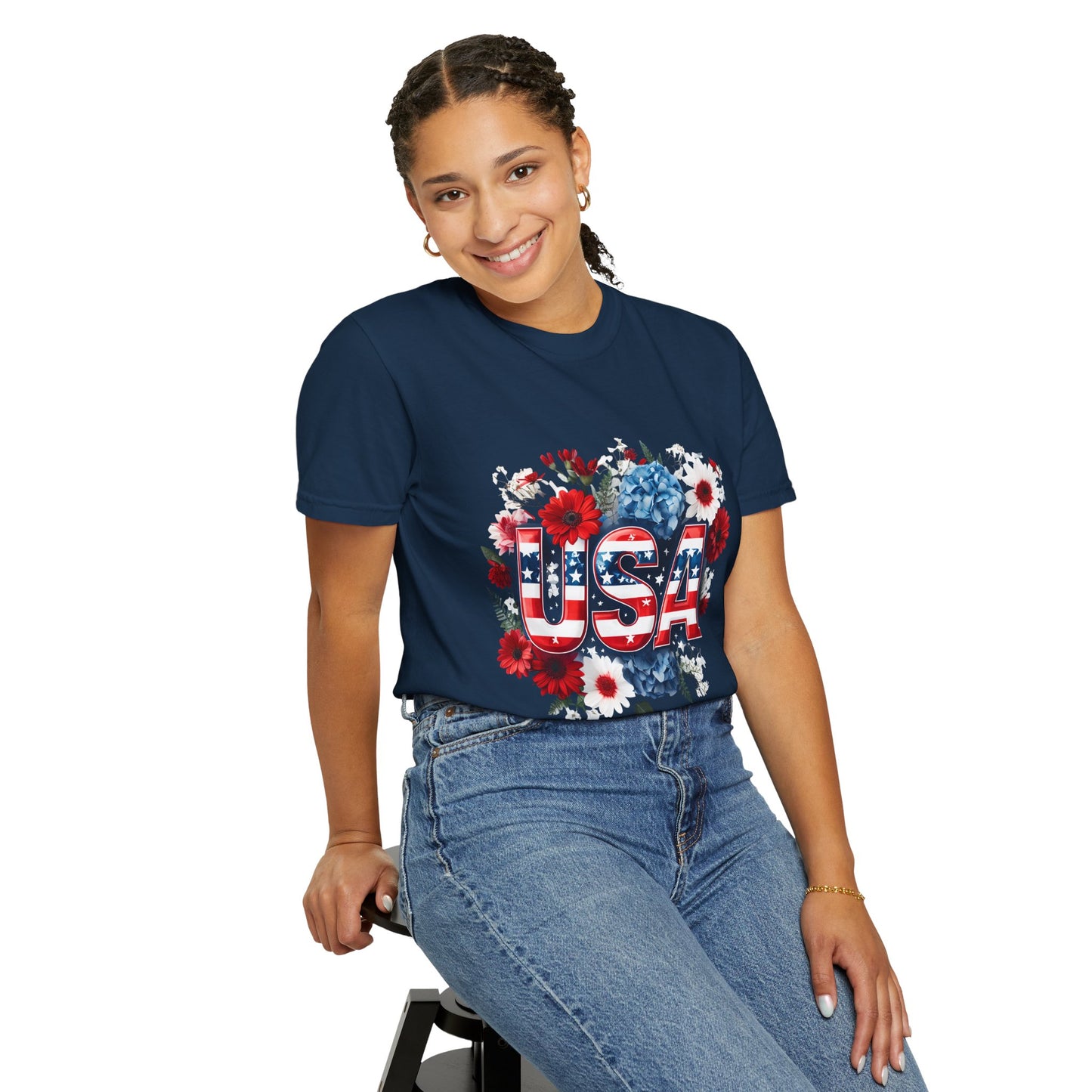 Patriotic Floral USA T-Shirt