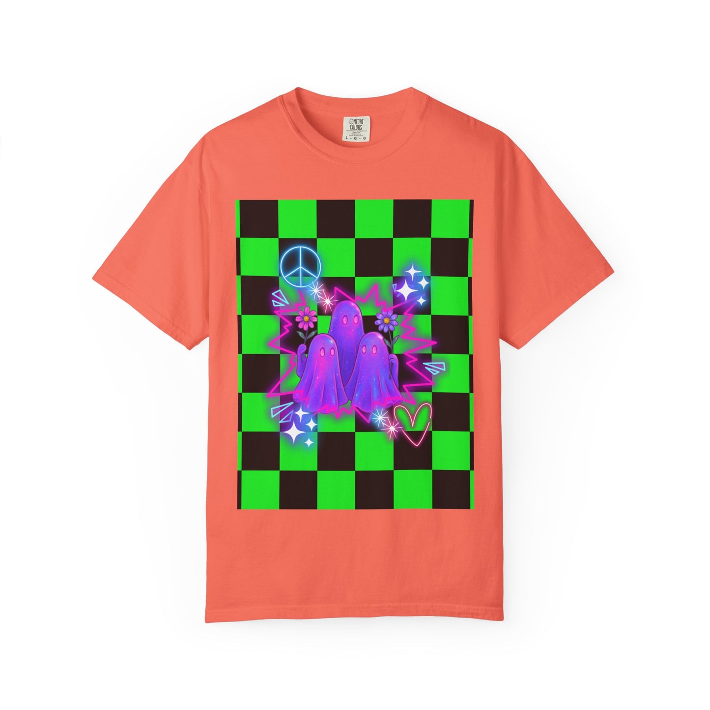 Vibrant Ghost Graphic Tee, Unisex T-shirt, Retro Vibe Shirt, Perfect for Halloween, Party Wear, Casual Style, Unique Gift