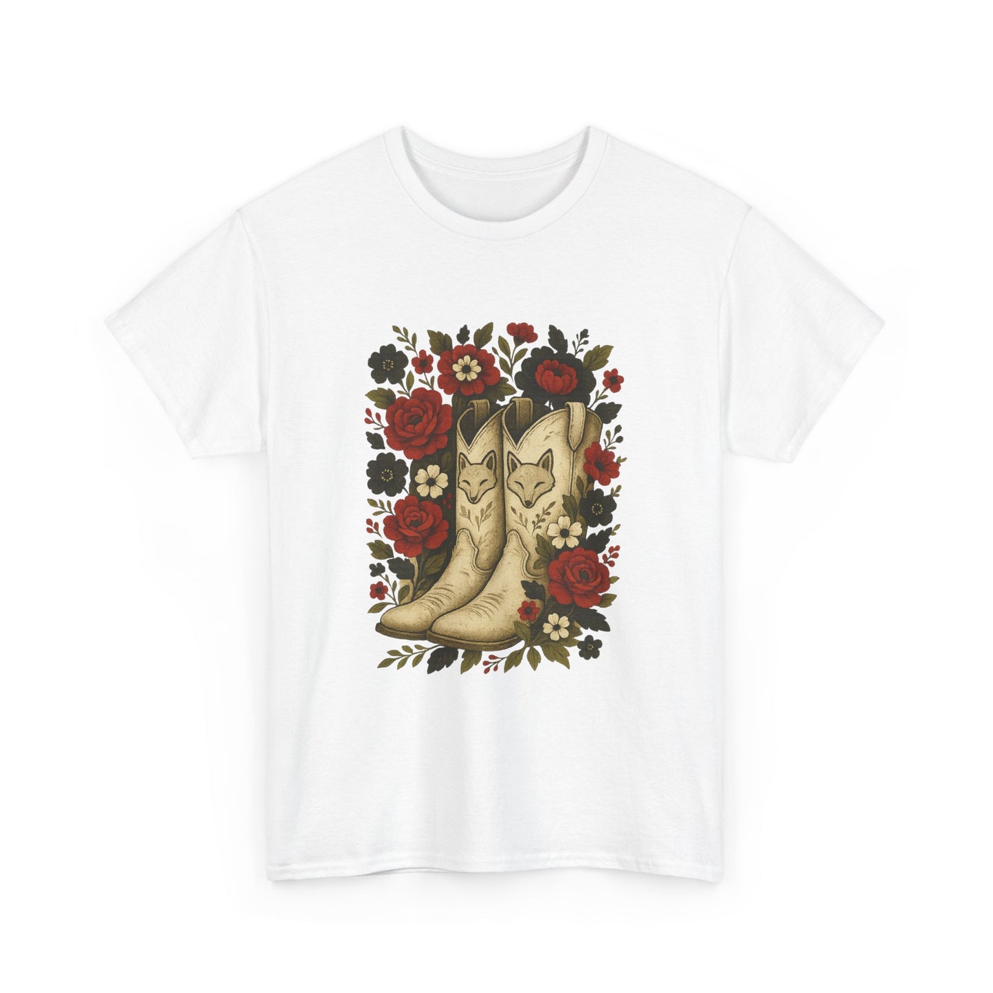 AR State Red Wolves Vintage Floral Cowboy Boots Tee