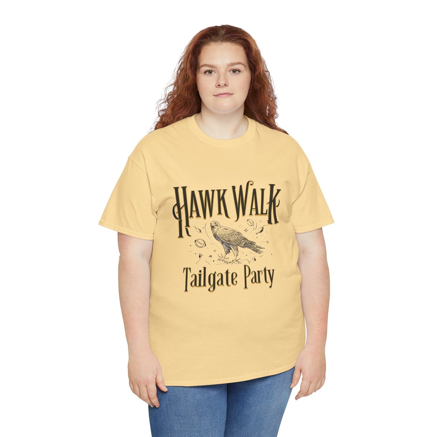 Hawk Walk Tailgate Tee, Unisex Cotton Shirt, Outdoor Event T-Shirt, Festival Wear, Bird Lover Gift, Sports Gathering Apparel