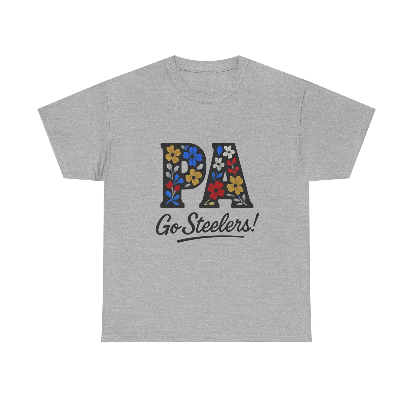 Sports Fan Tee - Floral PA Go Steelers Unisex Heavy Cotton Tee