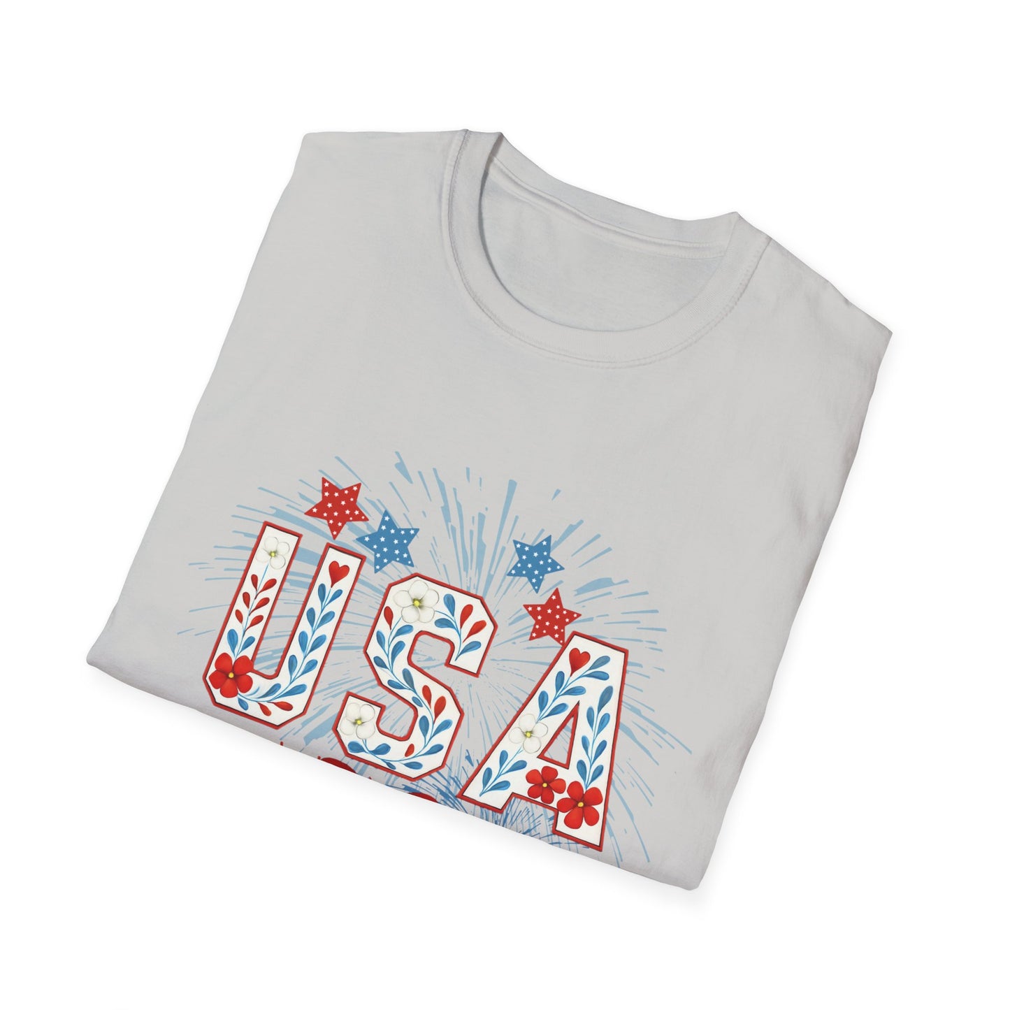 Patriotic USA Fireworks T-Shirt, 4th of July Tee, Unisex Graphic Shirt, Independence Day Apparel, Stars and Stripes Clothing