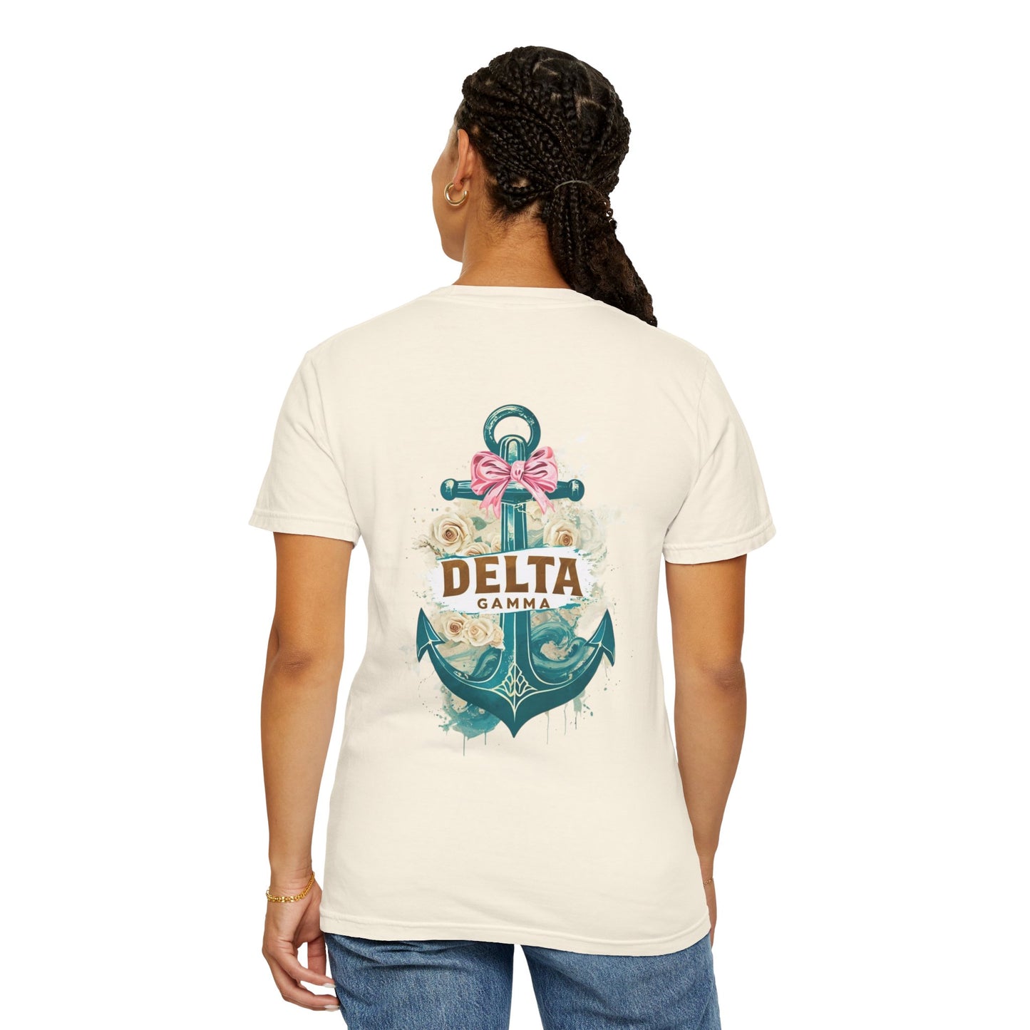 Delta Gamma Unisex Garment-Dyed T-Shirt, Sorority Pride Shirt, Nautical Design Tee, Perfect for Recruitment and Celebrations, Gift Idea