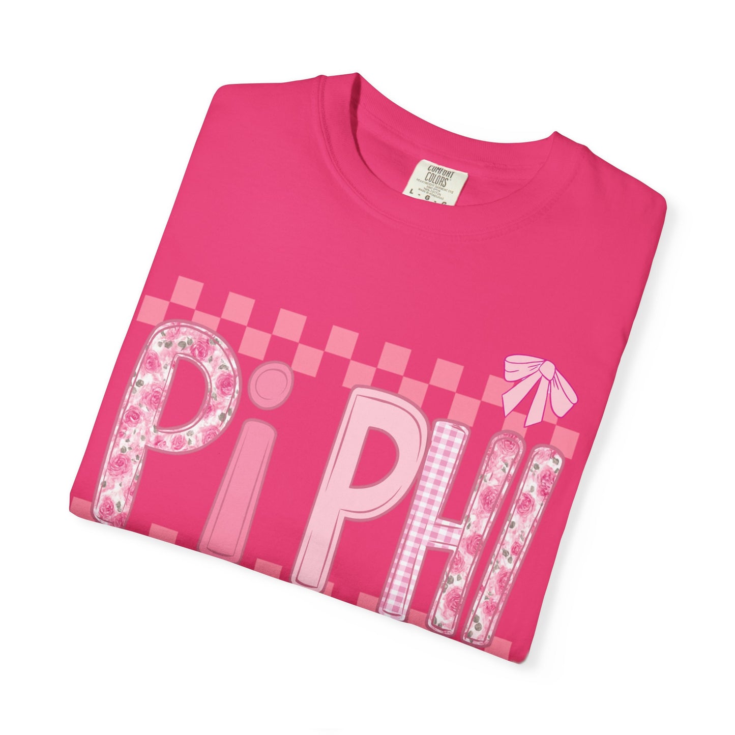 Cute Garment-Dyed T-Shirt for Sorority Sisters, Pi -Checked Style, Perfect for Casual Outings, Sorority Events, Gifts