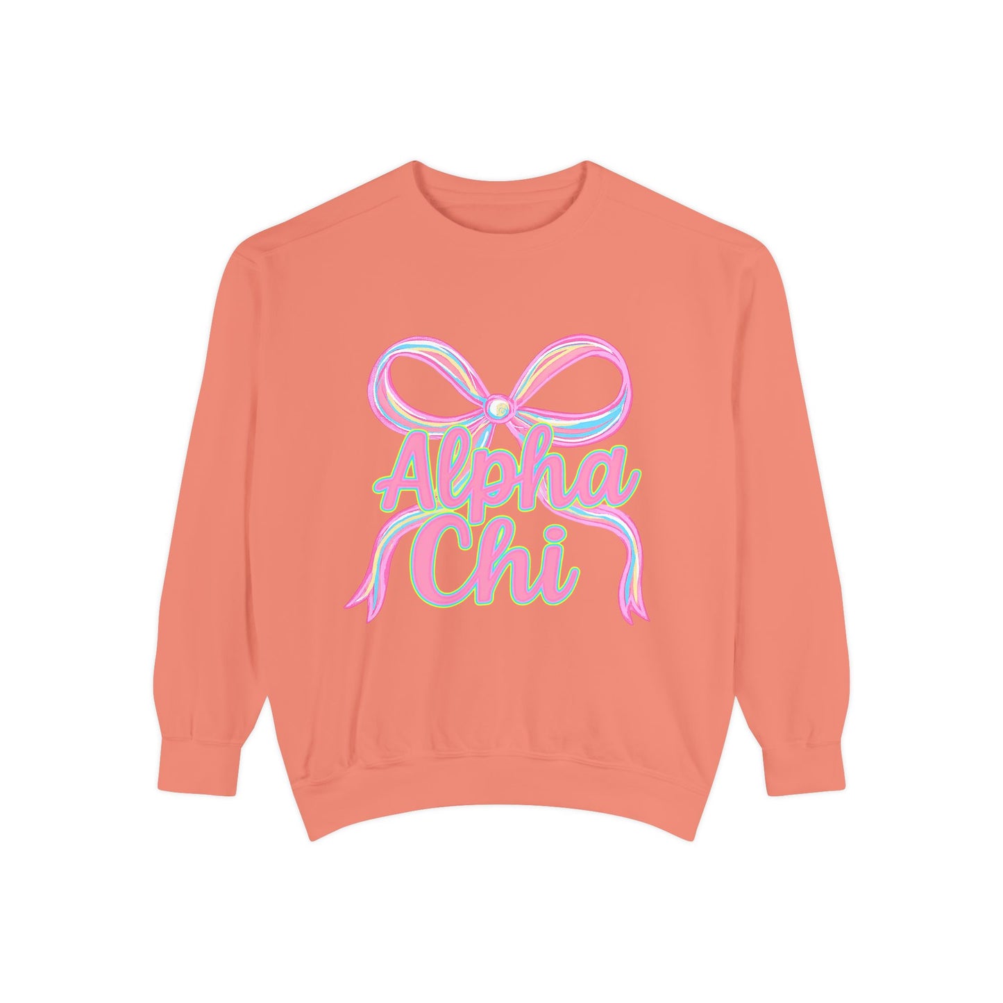 AlphaChi Garment-Dyed Sweatshirt, Sorority Sweatshirt, Personalized Gift, College Apparel, Comfortable Crewneck, Trendy Fashion