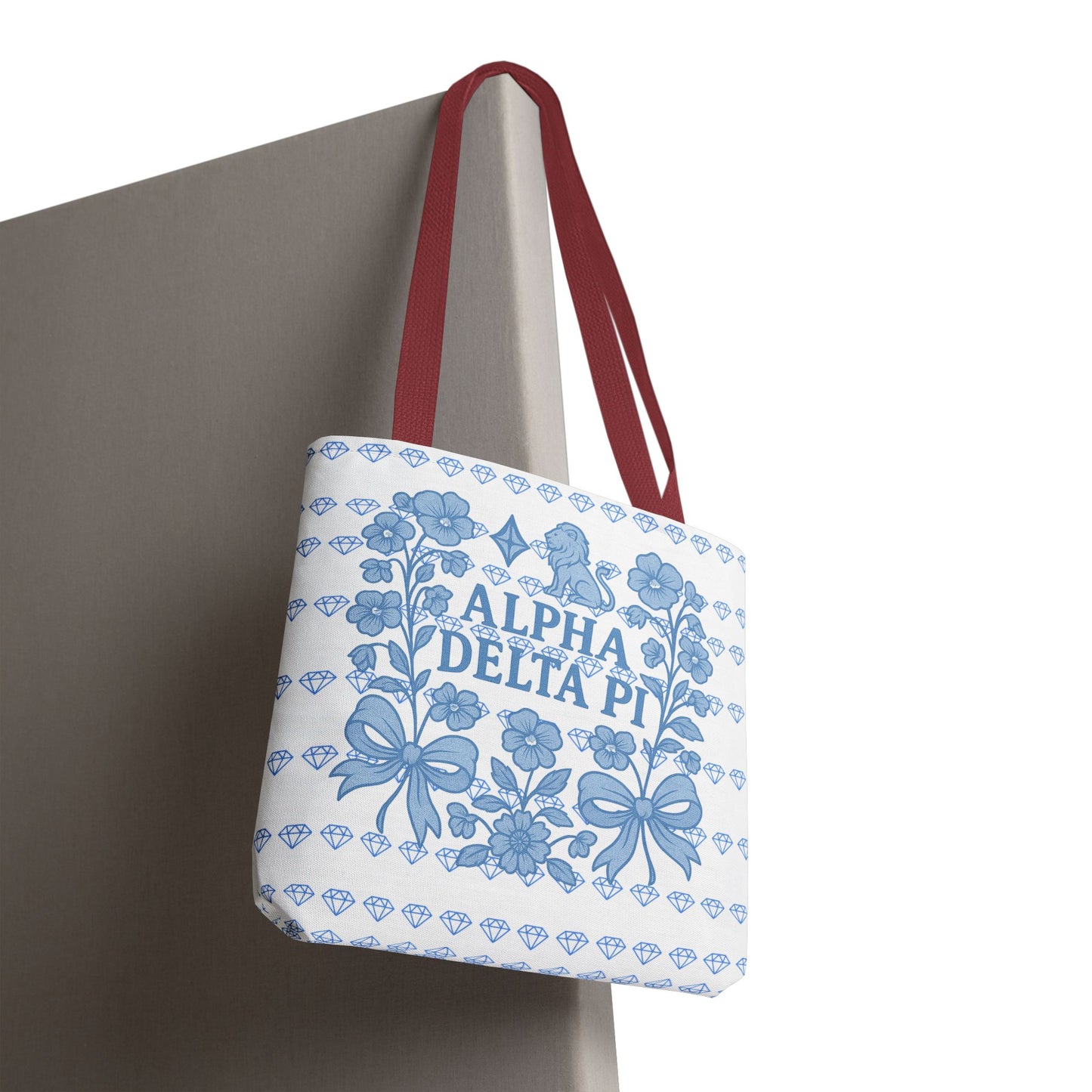 Alpha Delta Pi Floral Tote Bag - Stylish Sorority Accessory, Gift for College Students, Everyday Use, Blue Floral Design, AOP Style