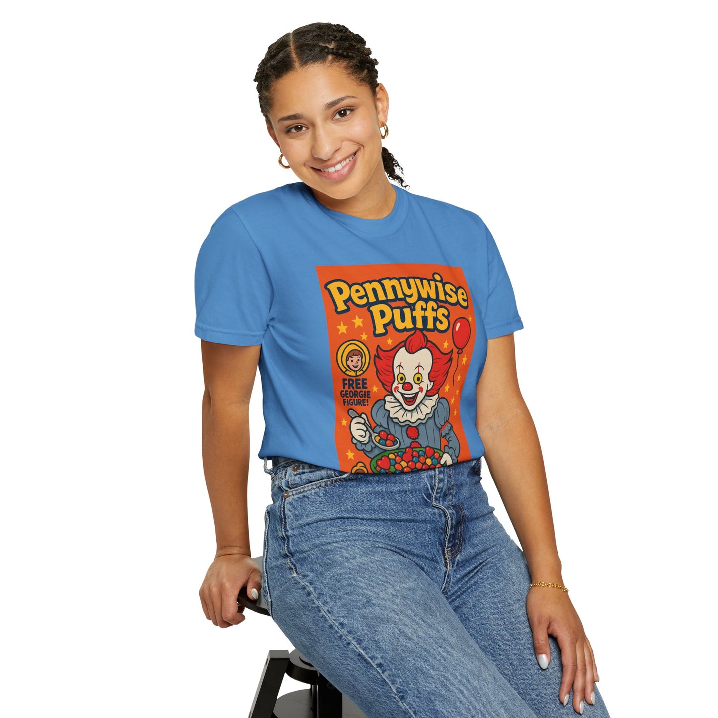 Pennywise Puffs T-Shirt | Unisex Graphic Tee for Horror Fans, Perfect for Halloween, Movie Nights, Gifts, Cosplay
