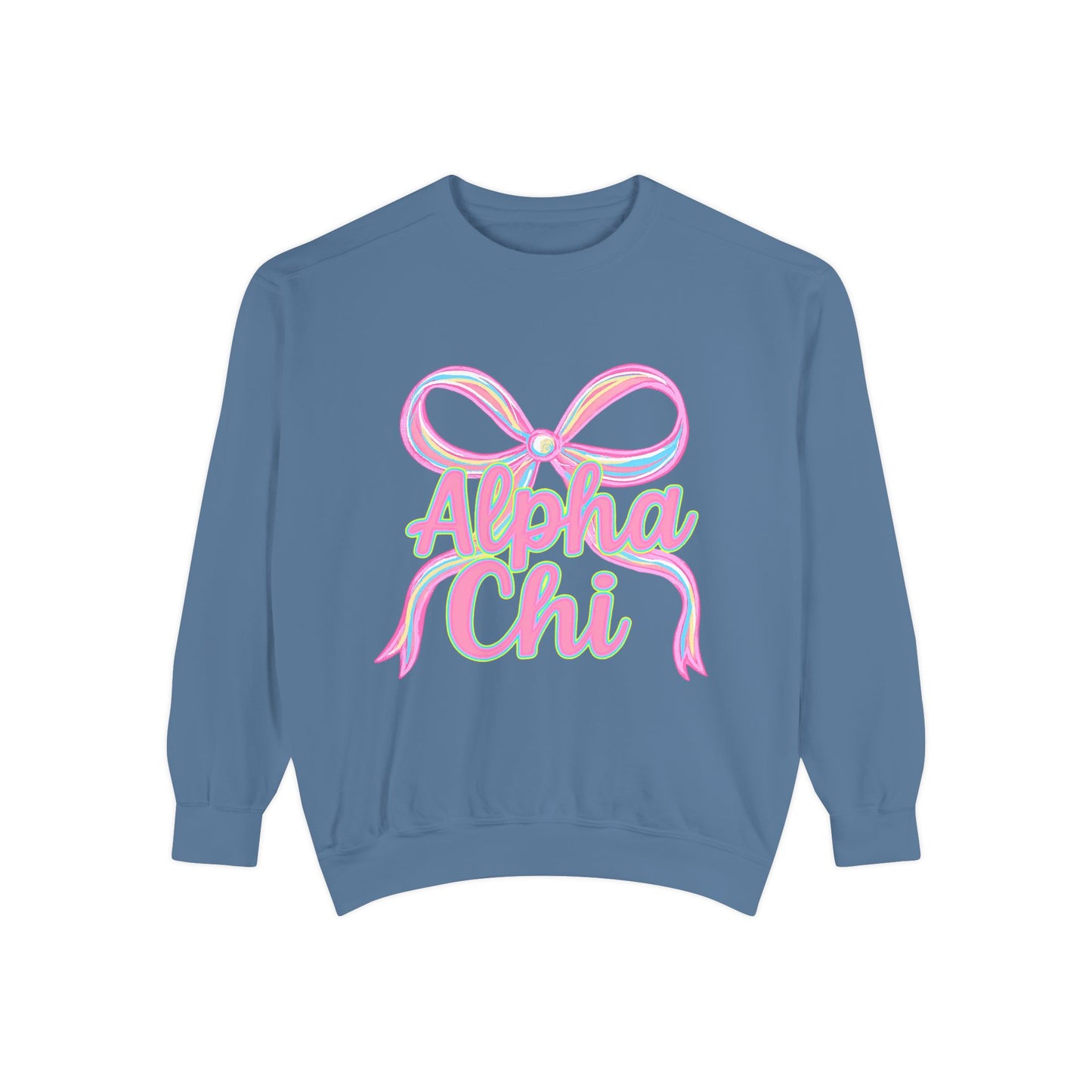 AlphaChi Garment-Dyed Sweatshirt, Sorority Sweatshirt, Personalized Gift, College Apparel, Comfortable Crewneck, Trendy Fashion