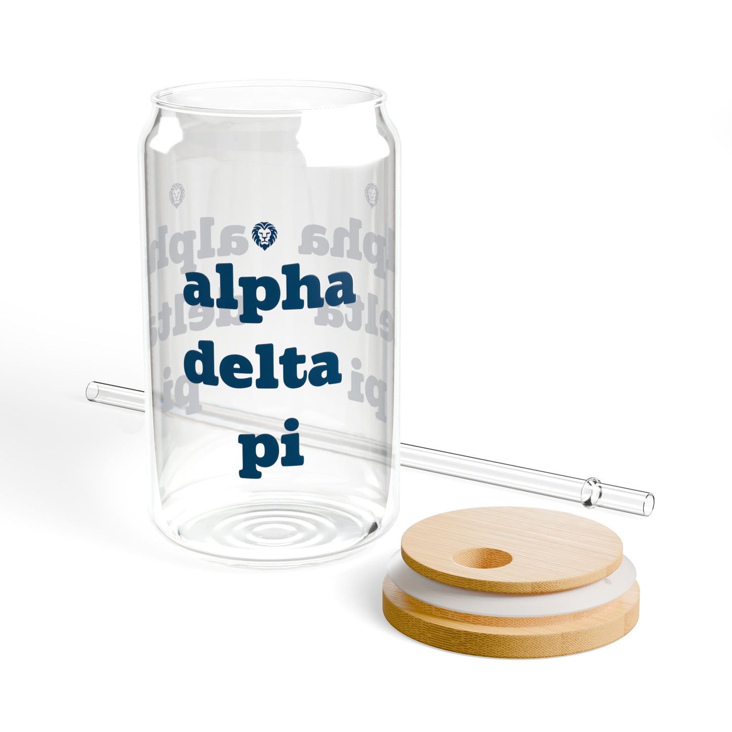 ADPi Custom Sipper Glass, 16oz - Alpha Delta Pi Drinkware, Perfect for Sorority Gifts, Graduation, Parties, Celebrations, Eco-Friendly