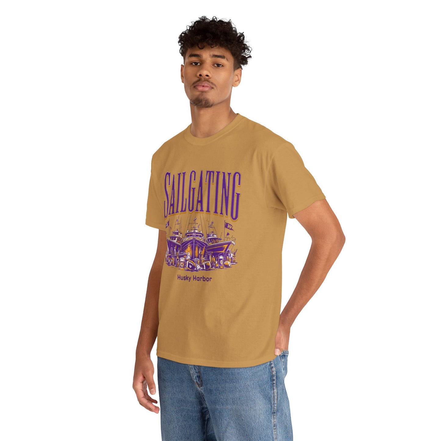 Sailgating Tee - Washington Huskies Unisex Heavy Cotton Shirt