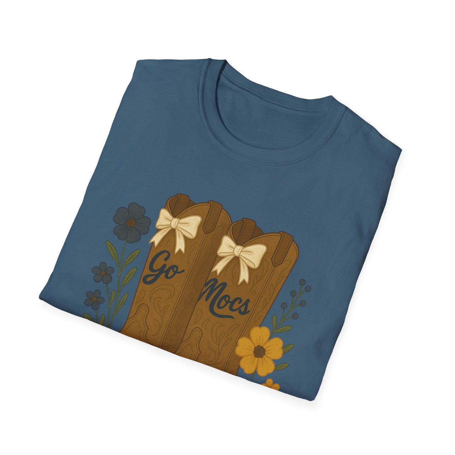 Chatt Mocs Coquette Cowgirl Boot Floral T-Shirt - Go Mocs Design, Casual Wear, Gift for Cowgirls, Western Style, Country Fan Clothing, Go Mocs, chatt tn game day, graduation gift