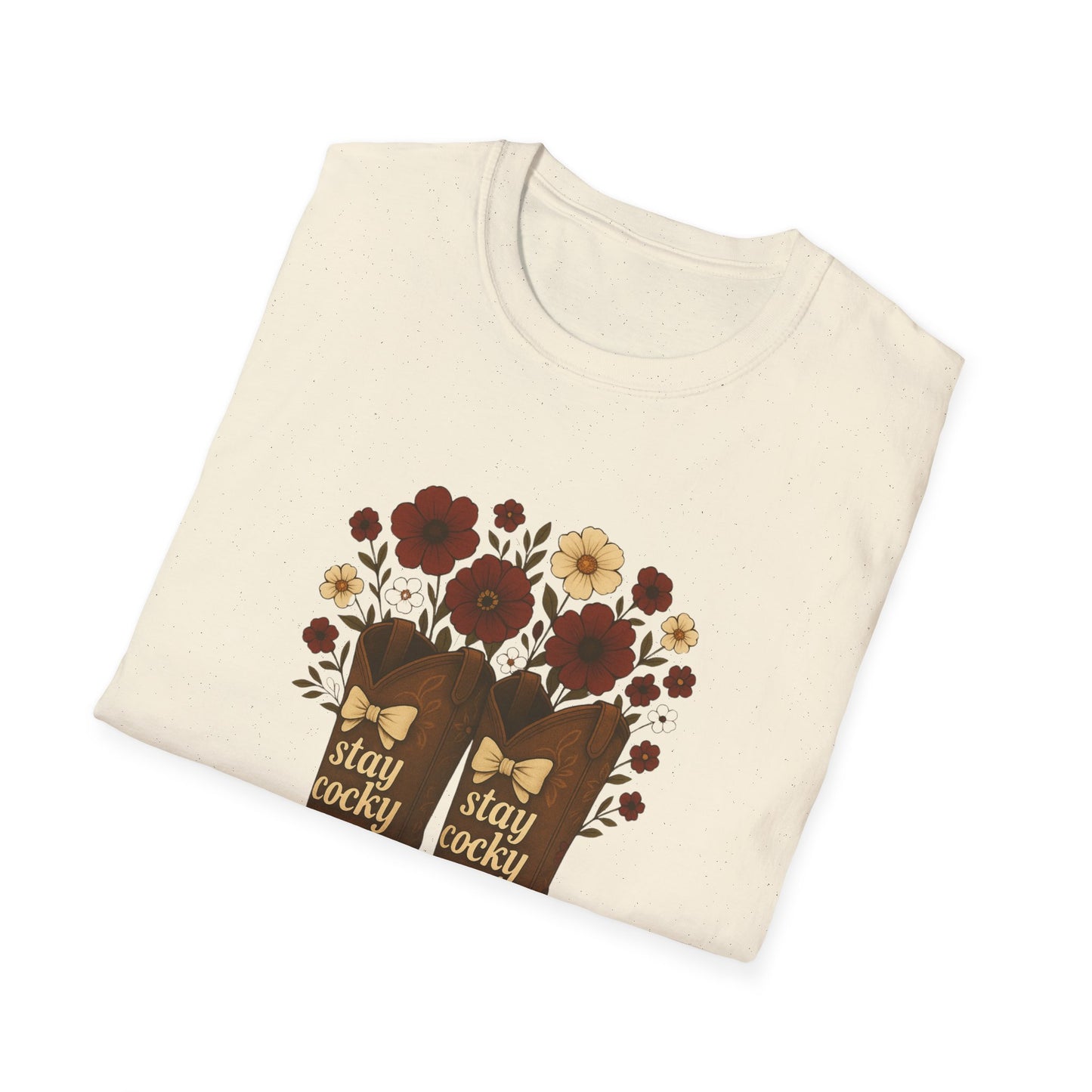 Sc stay cocky coquette t-shirt, Lucky Cowboy Boots T-Shirt, Country Style Tee, Floral Graphic Shirt, Gift for sc fan, go gamecocks, sc game day, graduation gift, college student gift