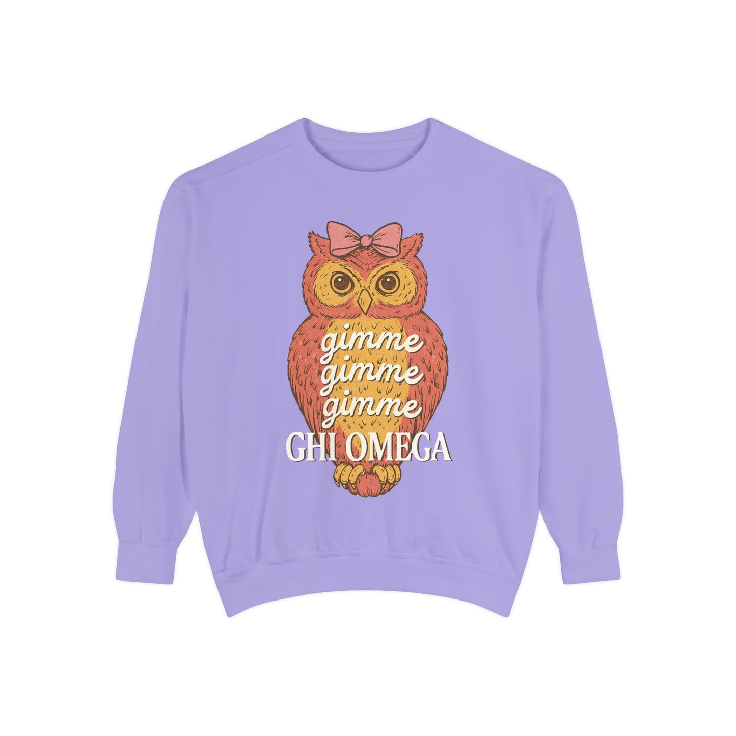 Gimme Gimme Owl Sweatshirt, Unisex Sweatshirt, Sorority Apparel, Cute Owl Design, Cozy Gift, College Sweatshirt