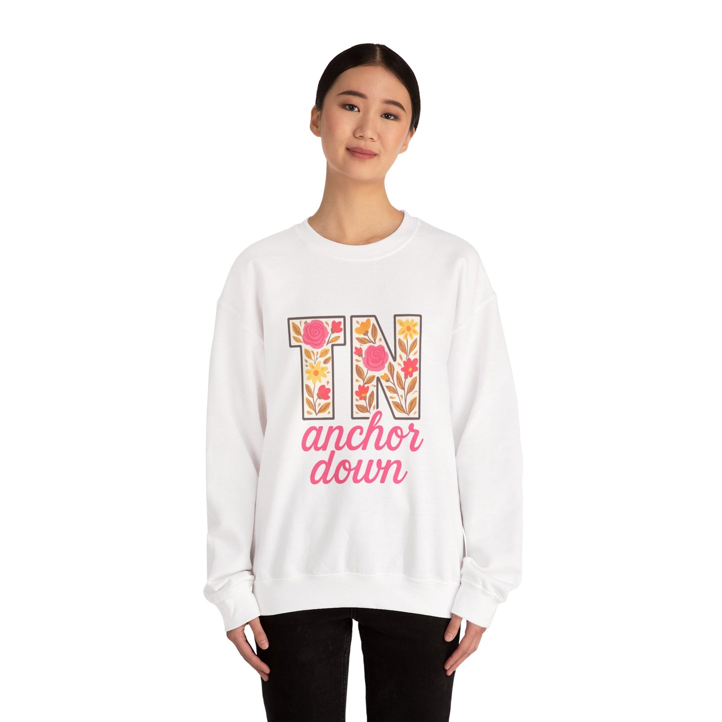 Cozy Floral Crewneck Sweatshirt with TN Design, Cute Gifts for Tennessee Fans, Casual Fall Wear, Perfect for Holidays & Gatherings