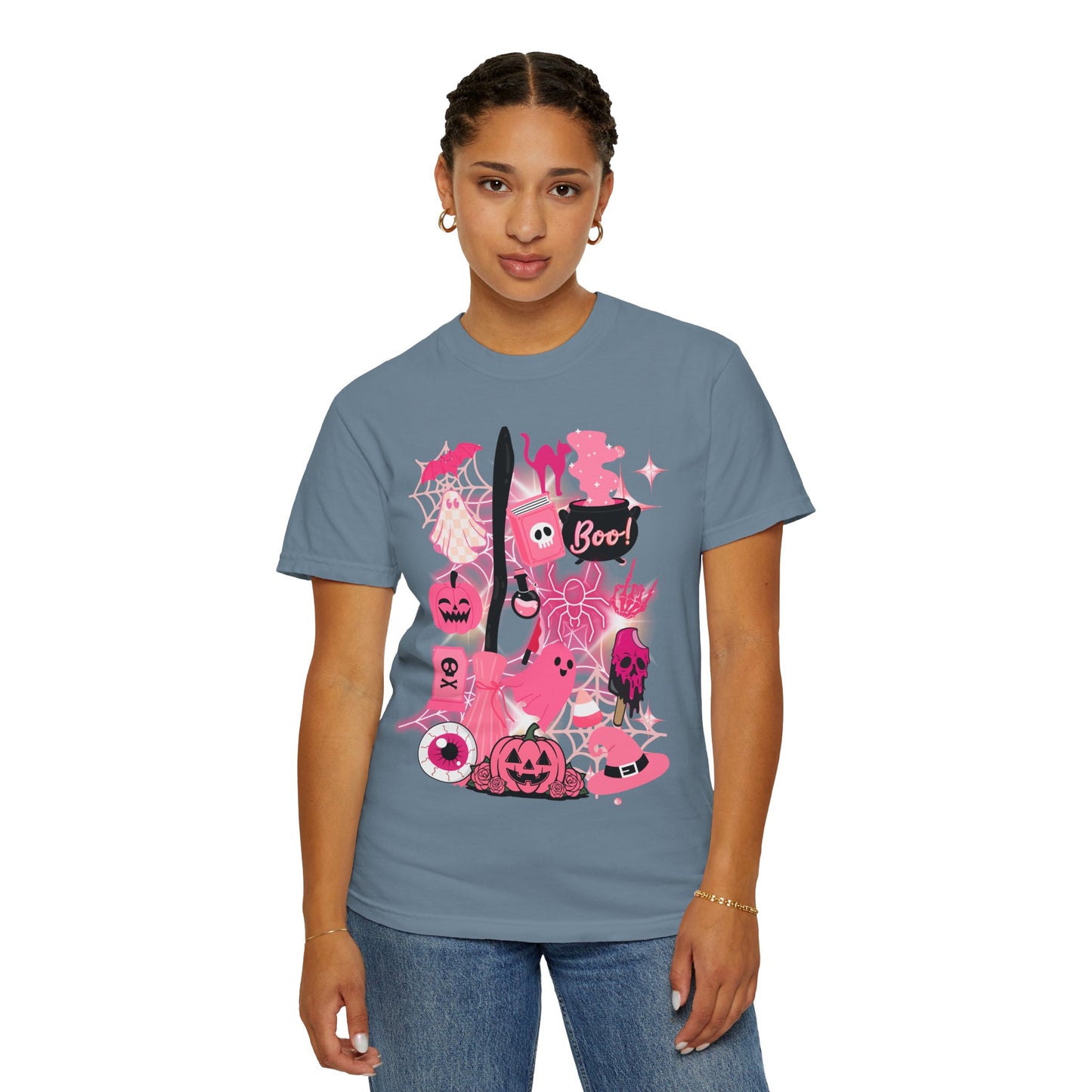 Pink Halloween-Themed Unisex T-shirt, Spooky Shirt, Ghostly Apparel, Boo T-shirt, Fall Fashion, Halloween Costume Top