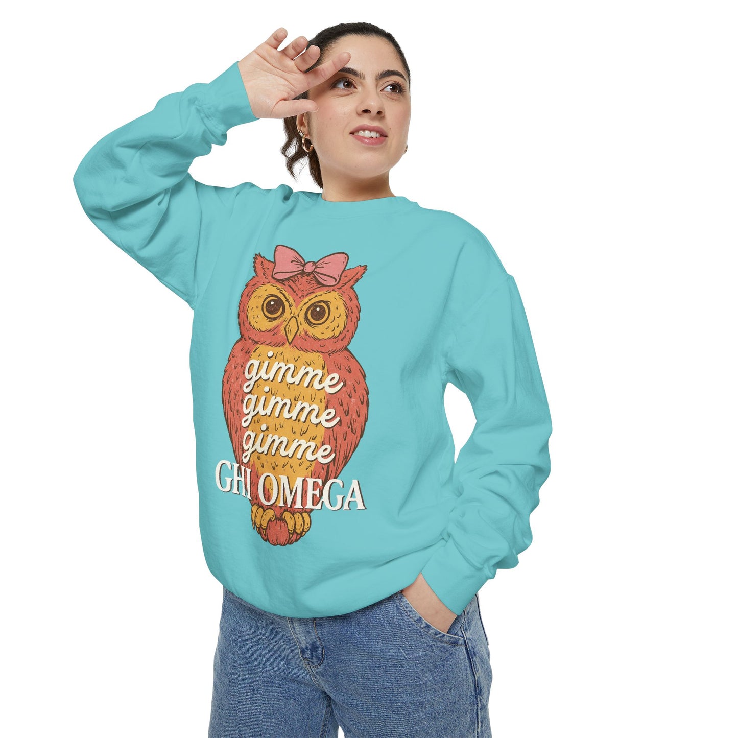 Gimme Gimme Owl Sweatshirt, Unisex Sweatshirt, Sorority Apparel, Cute Owl Design, Cozy Gift, College Sweatshirt