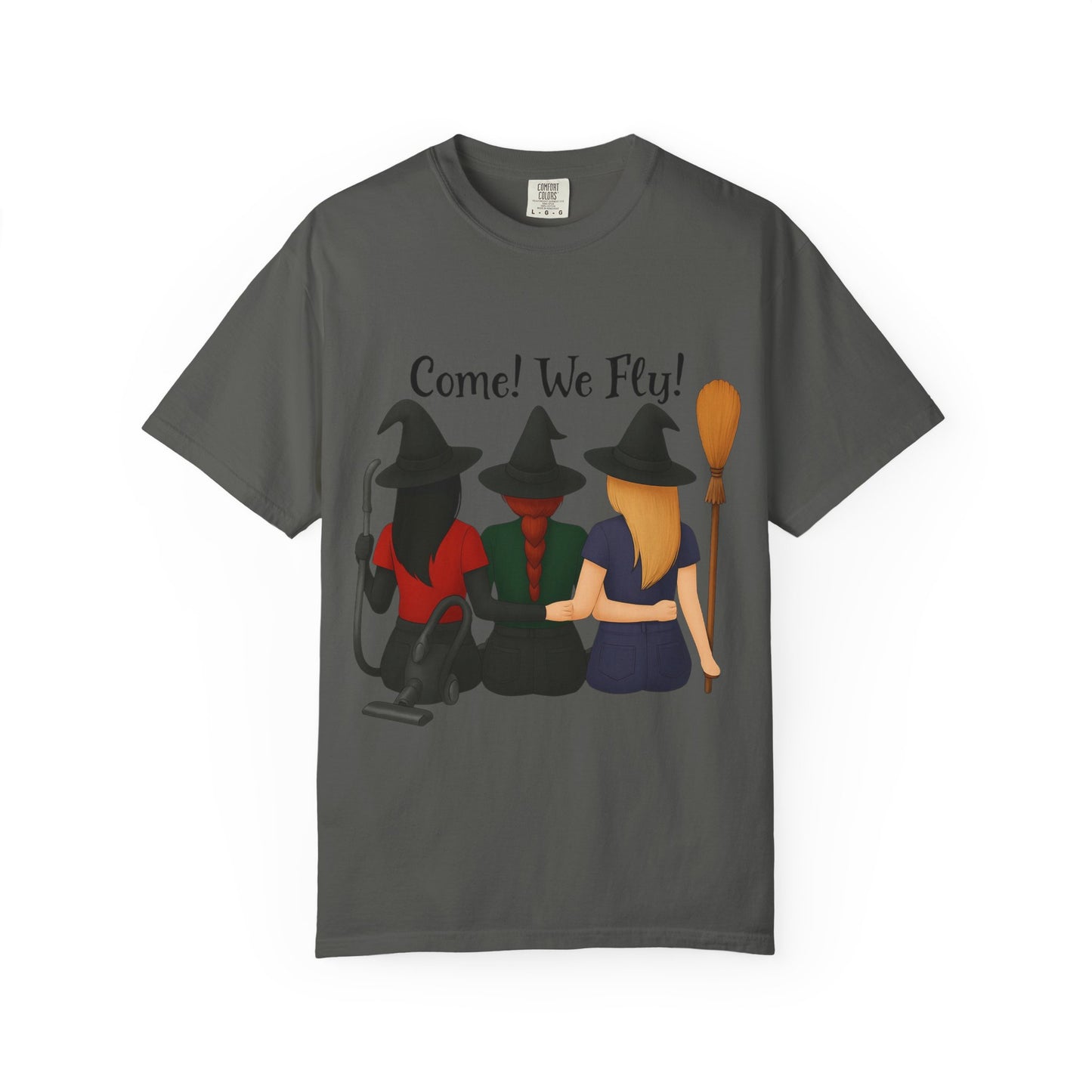 Witchy Halloween T-shirt - Come We Fly Unisex Garment-Dyed Tee