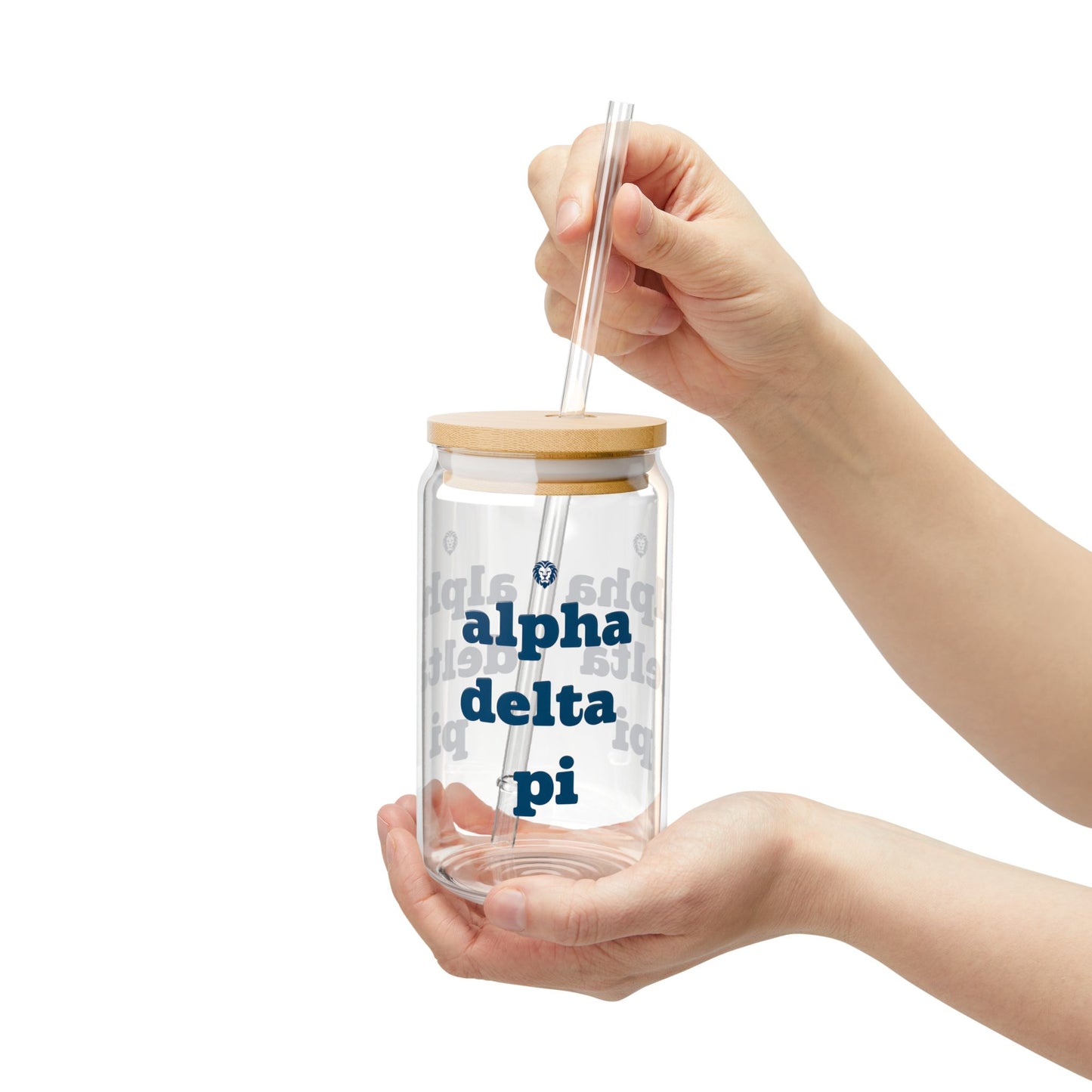 ADPi Custom Sipper Glass, 16oz - Alpha Delta Pi Drinkware, Perfect for Sorority Gifts, Graduation, Parties, Celebrations, Eco-Friendly