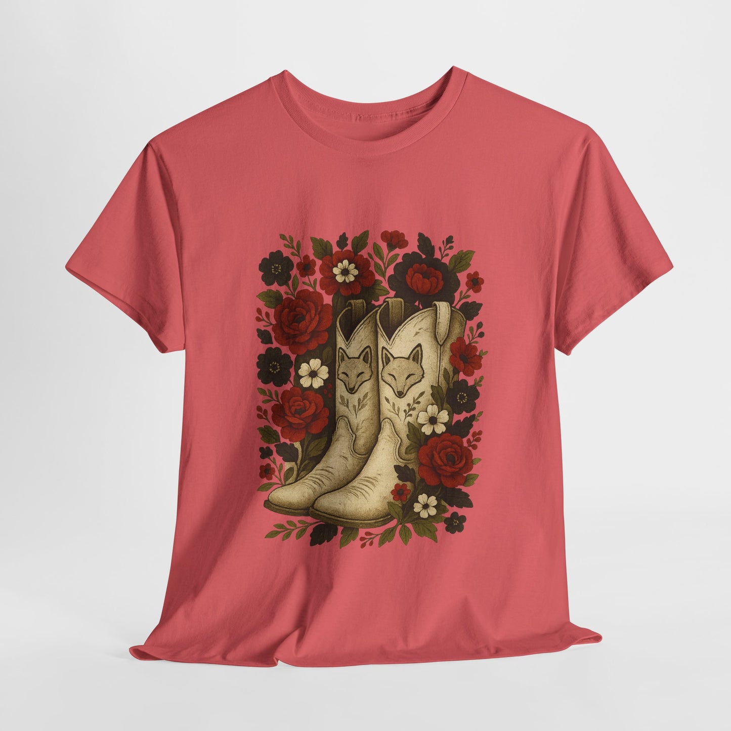 AR State Red Wolves Vintage Floral Cowboy Boots Tee