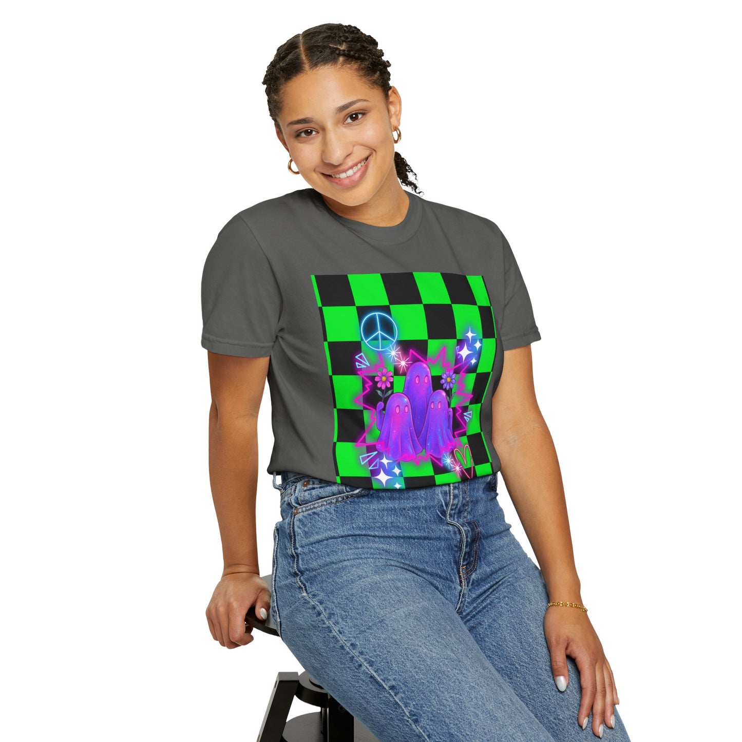 Vibrant Ghost Graphic Tee, Unisex T-shirt, Retro Vibe Shirt, Perfect for Halloween, Party Wear, Casual Style, Unique Gift