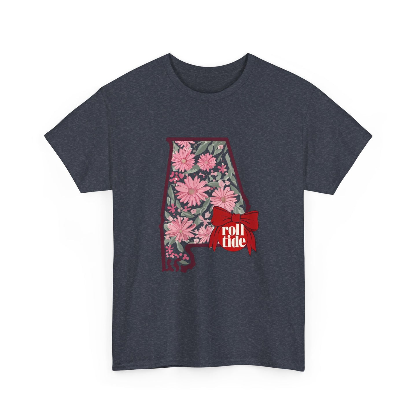 Floral Alabama Tee - Roll Tide Unisex Heavy Cotton T-Shirt, Casual Wear, Game Day Outfit, College Apparel, Southern Pride