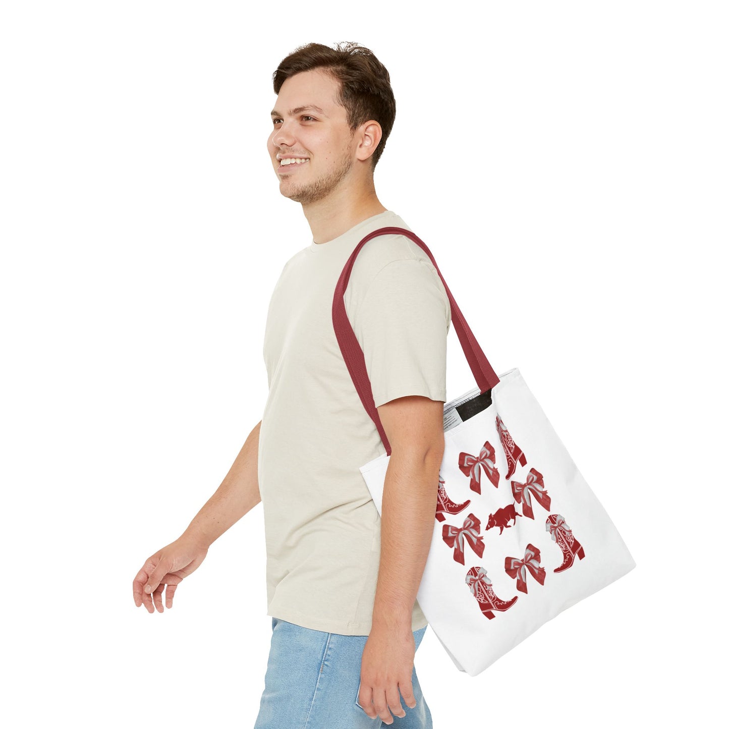 Arkansas Coquette Bow Chic Tote Bag - Stylish Carryall for Cowgirls, Woo Pig Gifts, AR Razorback Fan Gift, Arkansas Game Day Tote, Graduation Gift, Arkansas Alumni