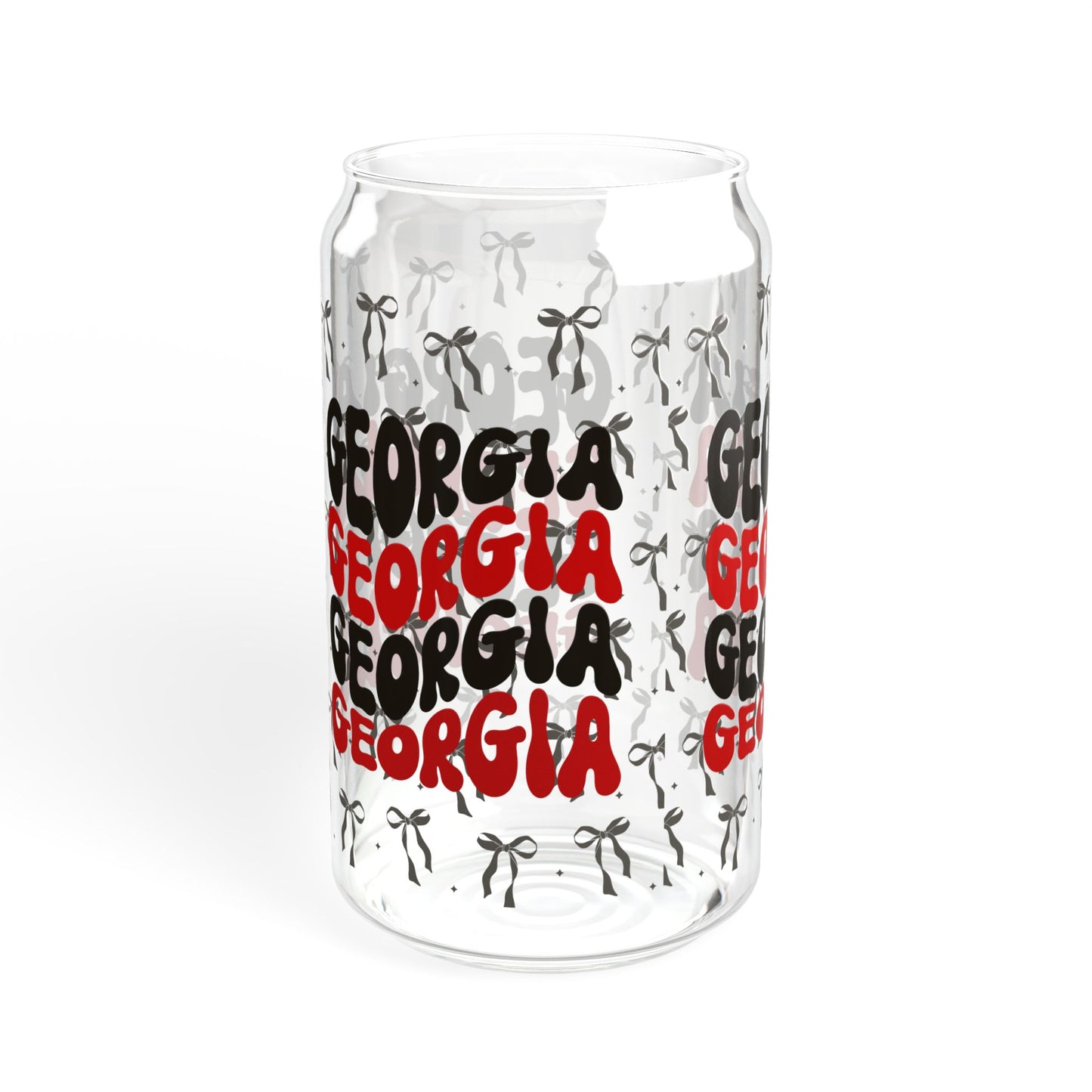 Coquette Bow Georgia Sipper Glass - 16oz | Fun Barware, Summer Drinkware, Trendy Glass, Party Essential, Gift for Georgia Lovers, UGA Game Day, Graduation Gift