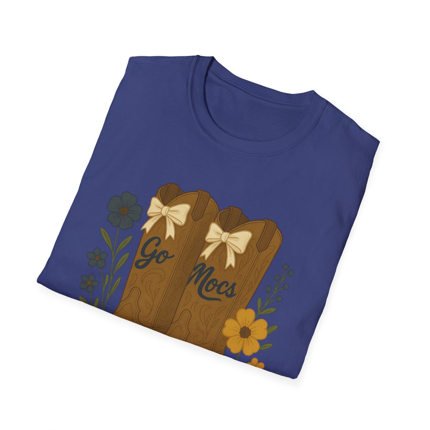 Chatt Mocs Coquette Cowgirl Boot Floral T-Shirt - Go Mocs Design, Casual Wear, Gift for Cowgirls, Western Style, Country Fan Clothing, Go Mocs, chatt tn game day, graduation gift