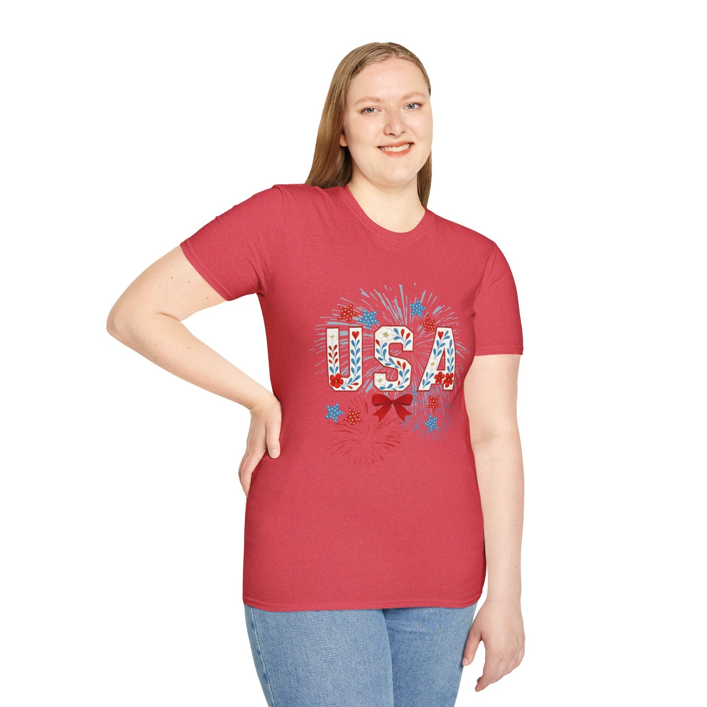 Patriotic USA Fireworks T-Shirt, 4th of July Tee, Unisex Graphic Shirt, Independence Day Apparel, Stars and Stripes Clothing
