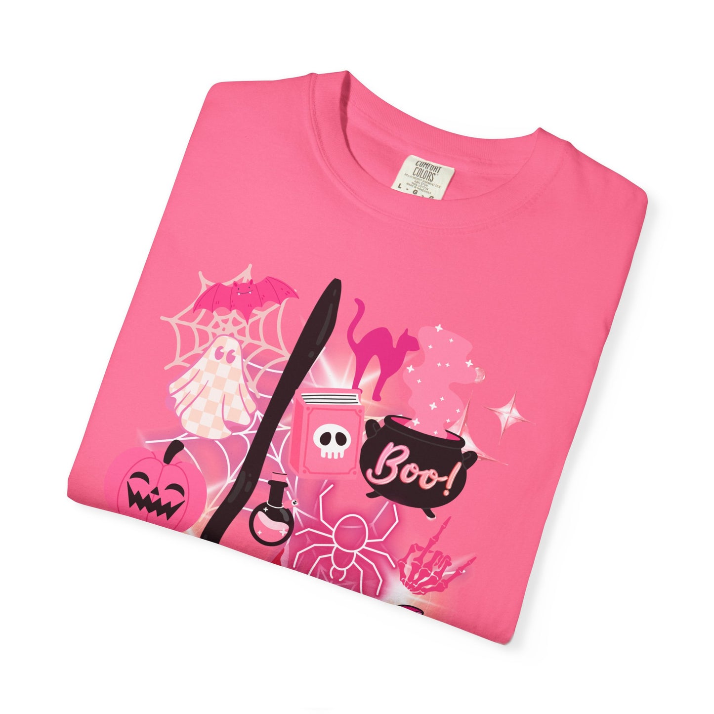 Pink Halloween-Themed Unisex T-shirt, Spooky Shirt, Ghostly Apparel, Boo T-shirt, Fall Fashion, Halloween Costume Top