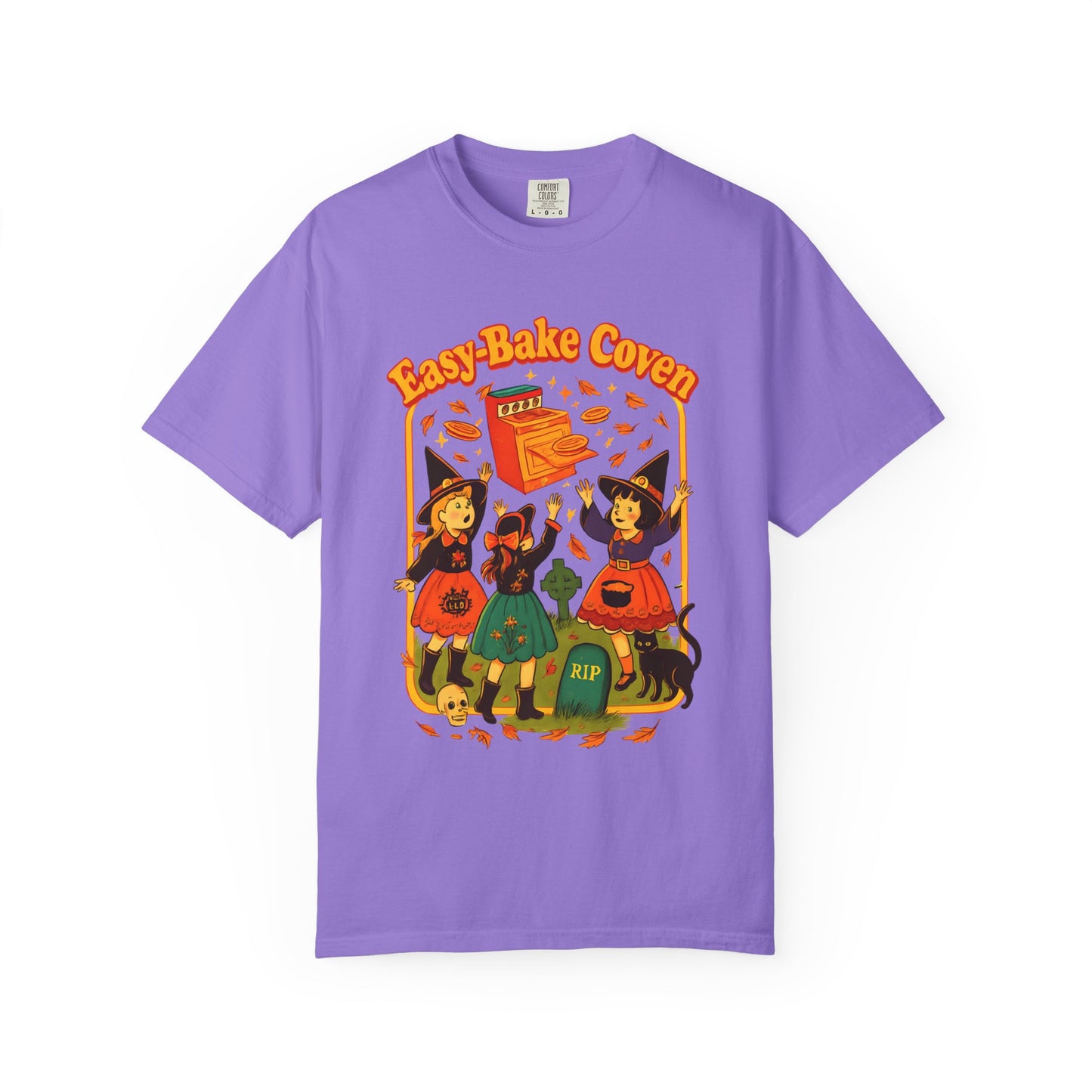 Halloween Witch T-Shirt, Unisex Garment-Dyed Shirt, Easy-Bake Coven Tee, Spooky Season Apparel, Cute Witch Design