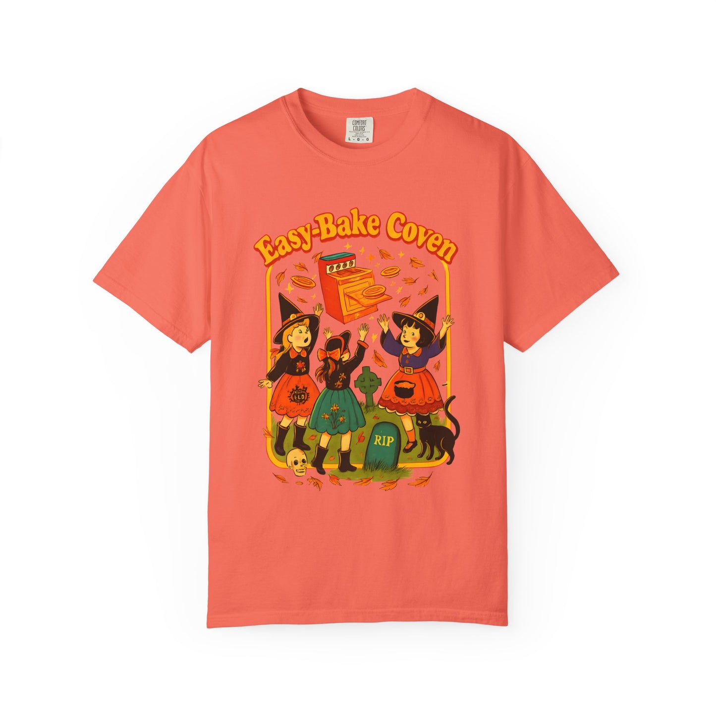 Halloween Witch T-Shirt, Unisex Garment-Dyed Shirt, Easy-Bake Coven Tee, Spooky Season Apparel, Cute Witch Design