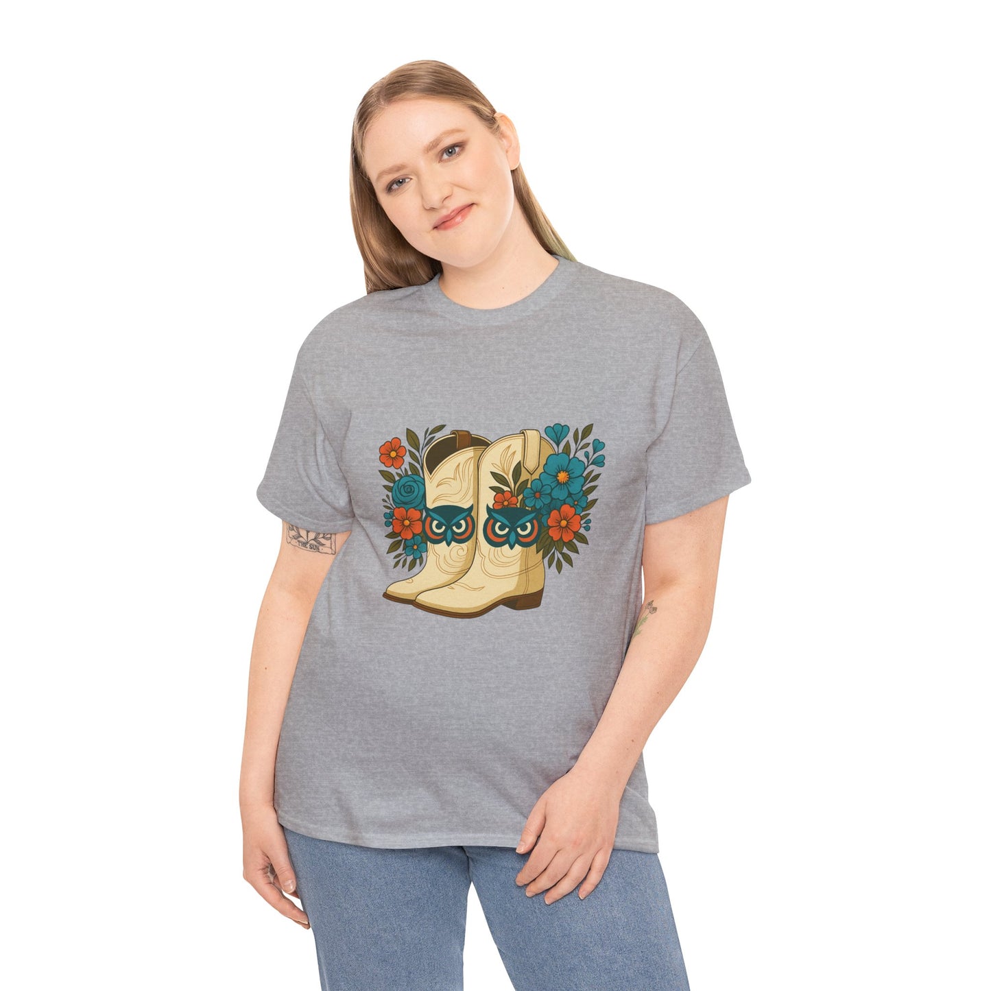 Floral Cowboy Boots Tee, Perfect for Country Music Lovers, Western Style Gift, Casual Outfit, Boho Fashion, Farmhouse Decor