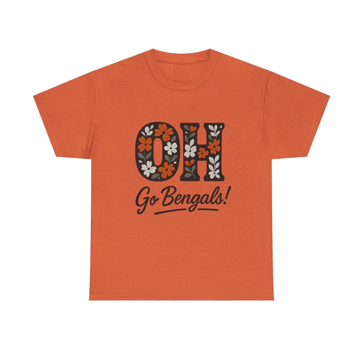 Bengals Floral Tee - Unisex Heavy Cotton