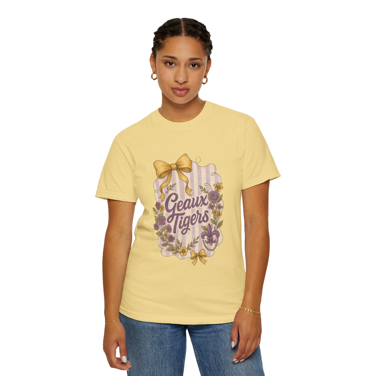 Geaux Tigers Floral T-Shirt, Unisex Casual Tee, Game Day Apparel, Spring Outfit, LSU Fan Gear