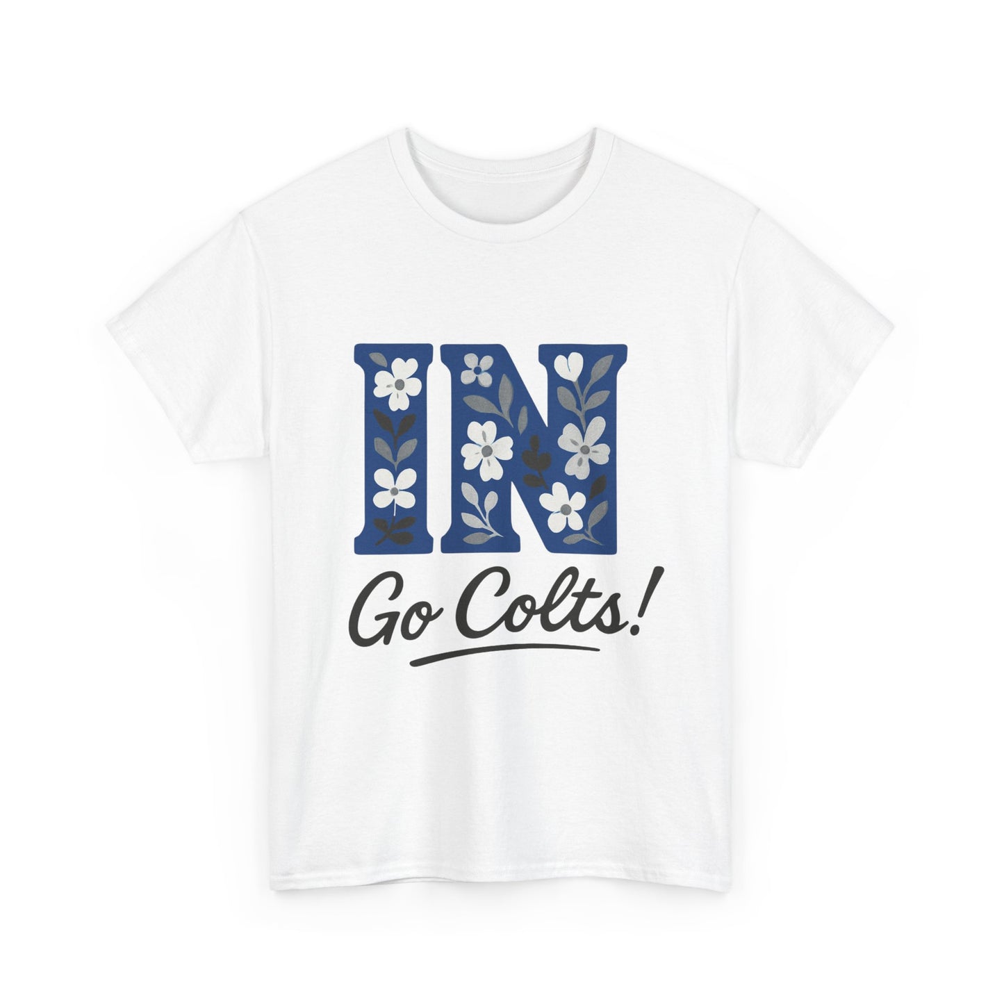 Floral Colts Tee | Unisex Heavy Cotton Tee for Sports Fans, Indiana Pride