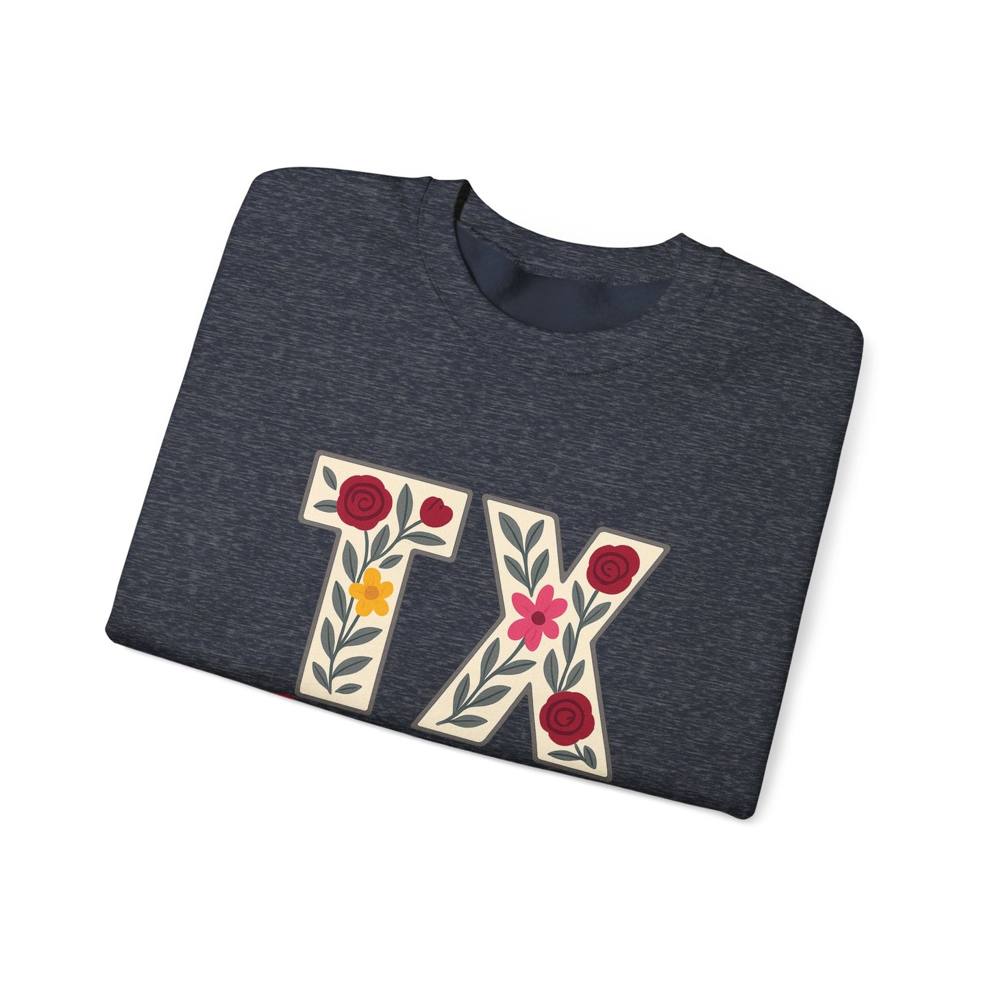 Texas Floral Crewneck Sweatshirt, Cozy Texas Sweatshirt, TX Gig'em Gift, Unisex Sweatshirt for Gamers, Floral Crew Neck for Casual Wear