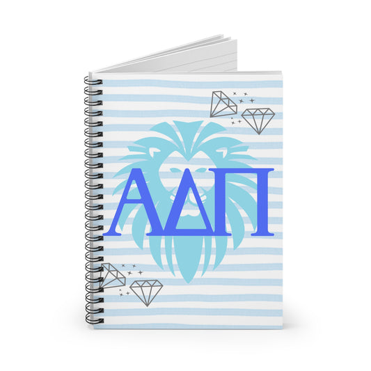 ADPi Spiral Notebook - Striped Lion Design for Notes, Journaling, Students, Sororities, Gift Ideas