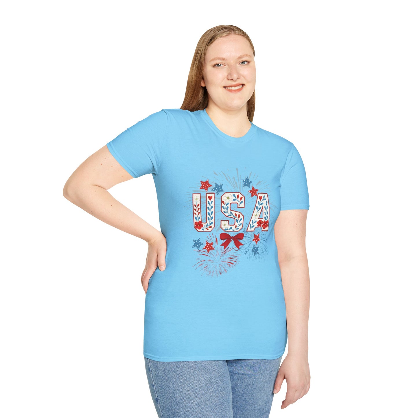 Patriotic USA Fireworks T-Shirt, 4th of July Tee, Unisex Graphic Shirt, Independence Day Apparel, Stars and Stripes Clothing