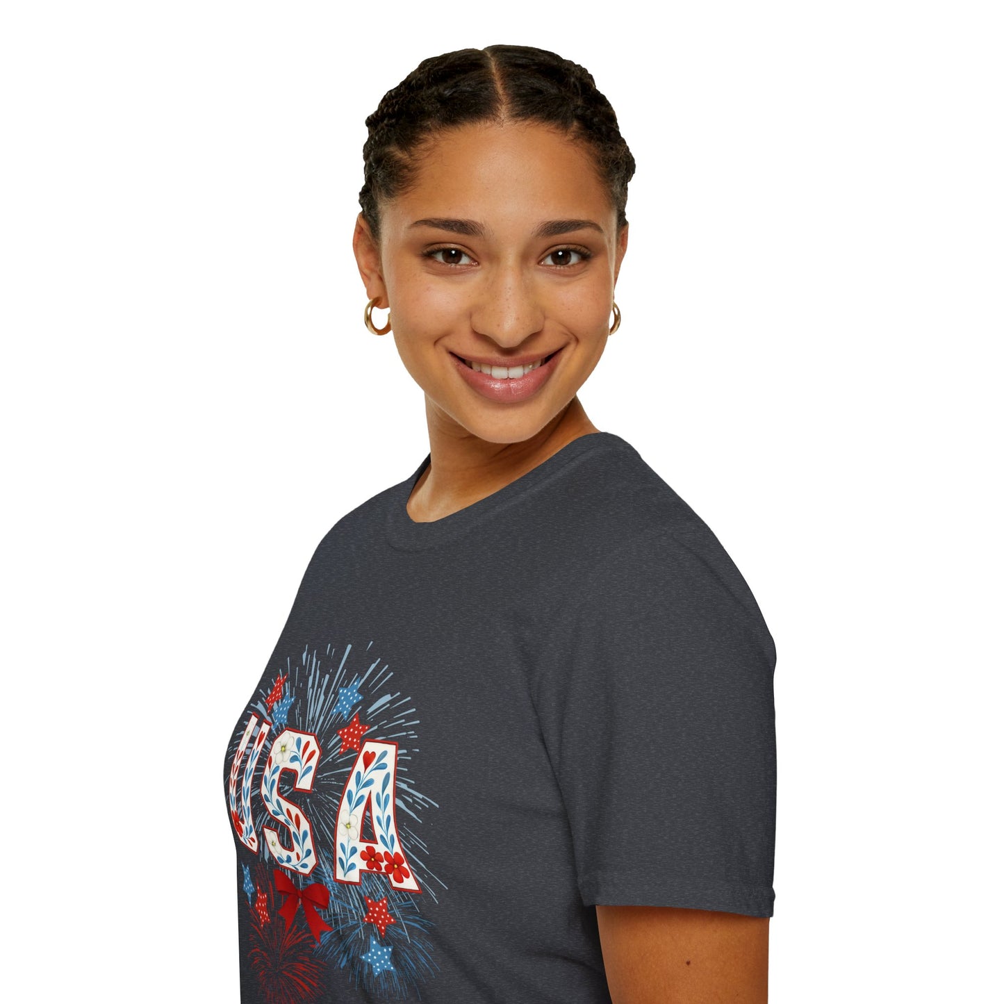 Patriotic USA Fireworks T-Shirt, 4th of July Tee, Unisex Graphic Shirt, Independence Day Apparel, Stars and Stripes Clothing