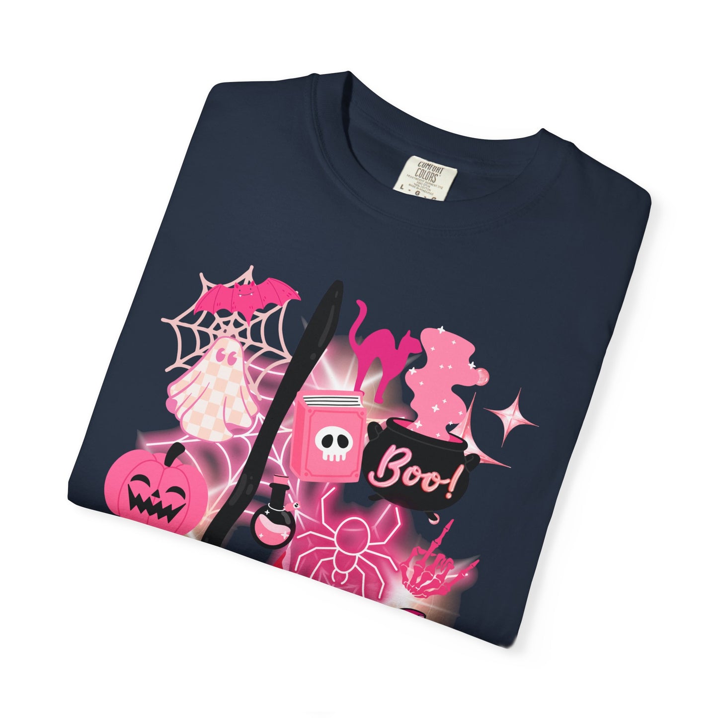 Pink Halloween-Themed Unisex T-shirt, Spooky Shirt, Ghostly Apparel, Boo T-shirt, Fall Fashion, Halloween Costume Top