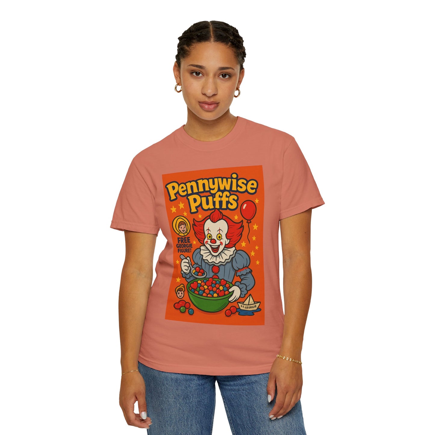 Pennywise Puffs T-Shirt | Unisex Graphic Tee for Horror Fans, Perfect for Halloween, Movie Nights, Gifts, Cosplay
