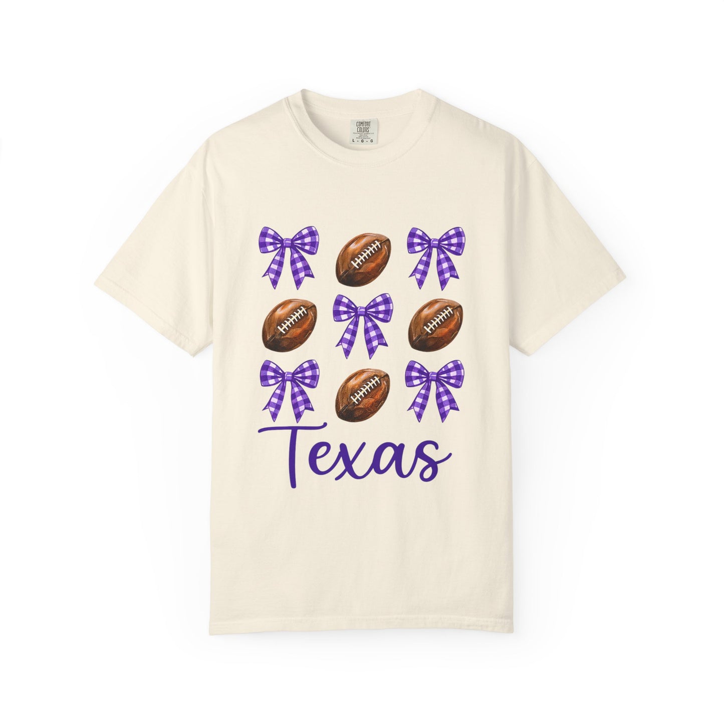 Texas Football Unisex T-Shirt with Purple Bows - Game Day Sports Apparel for Horned Frogs Fans