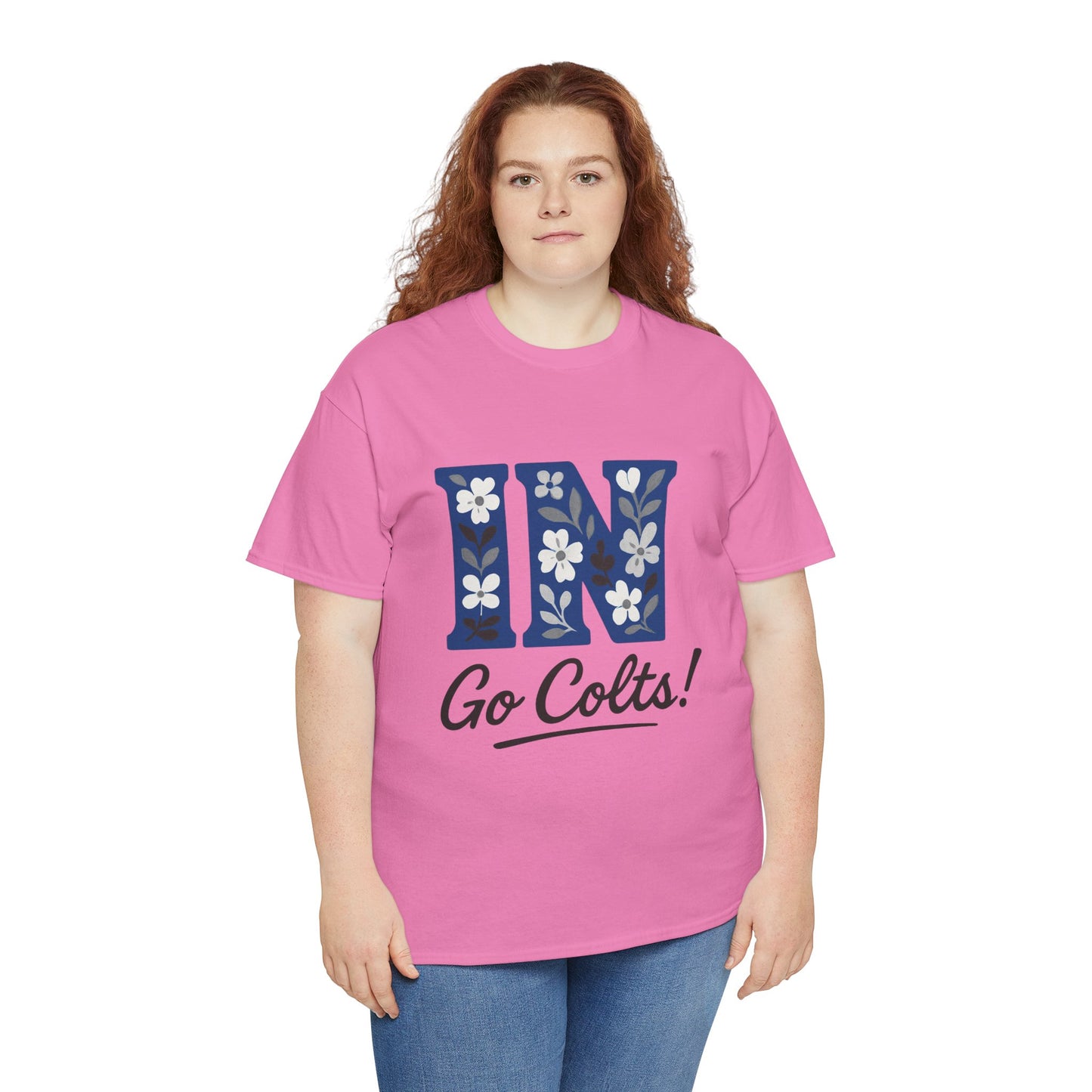 Floral Colts Tee | Unisex Heavy Cotton Tee for Sports Fans, Indiana Pride