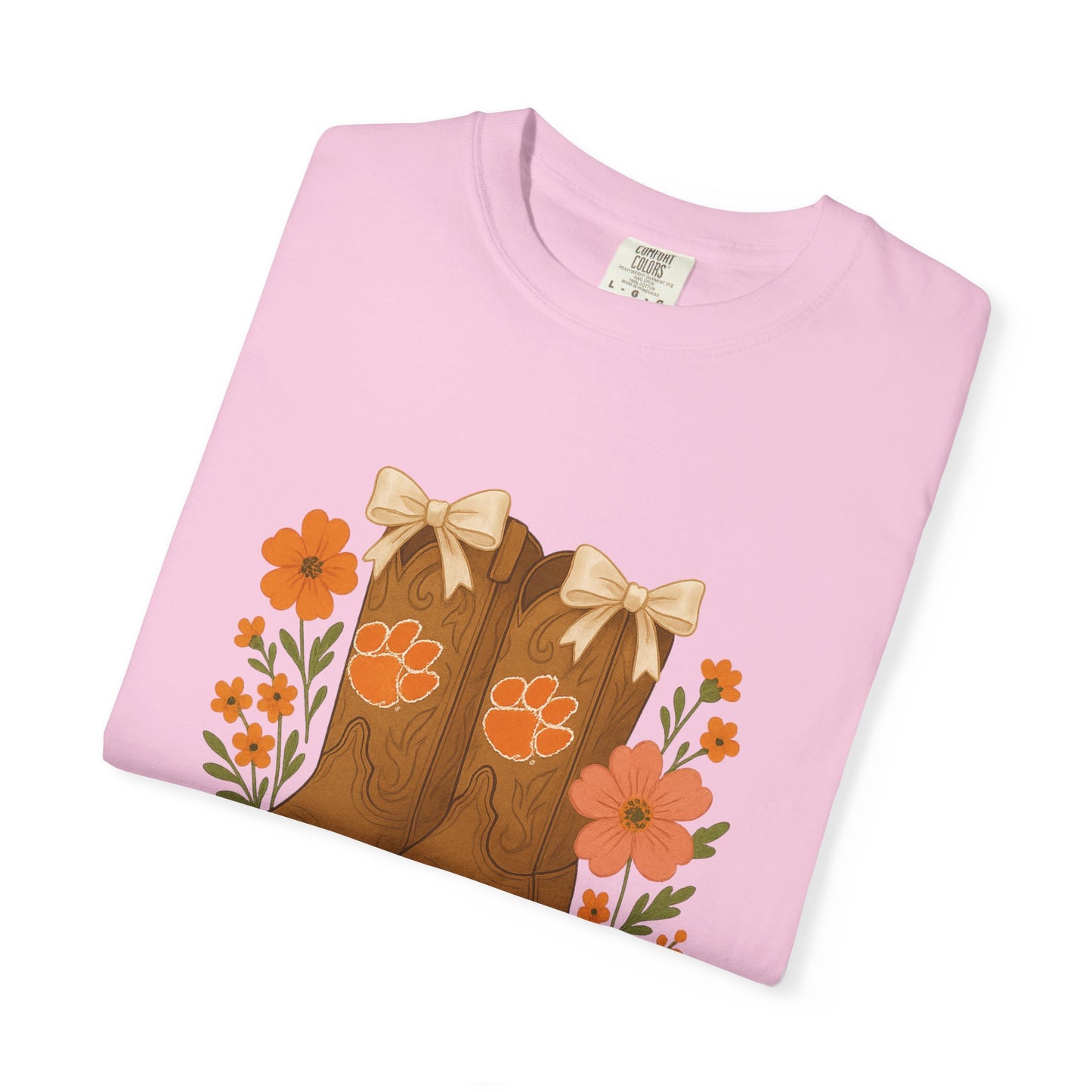 Cowgirl Boots Floral T-Shirt, Go Tigers Game Day, Comfort Colors
