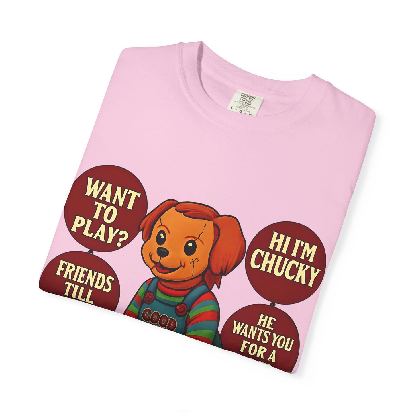 Spooky Graphic T-shirt, Halloween Costume Top, Unisex Tee, Funny Chucky Shirt, Gift for Horror Fans, Cute Spooky Apparel