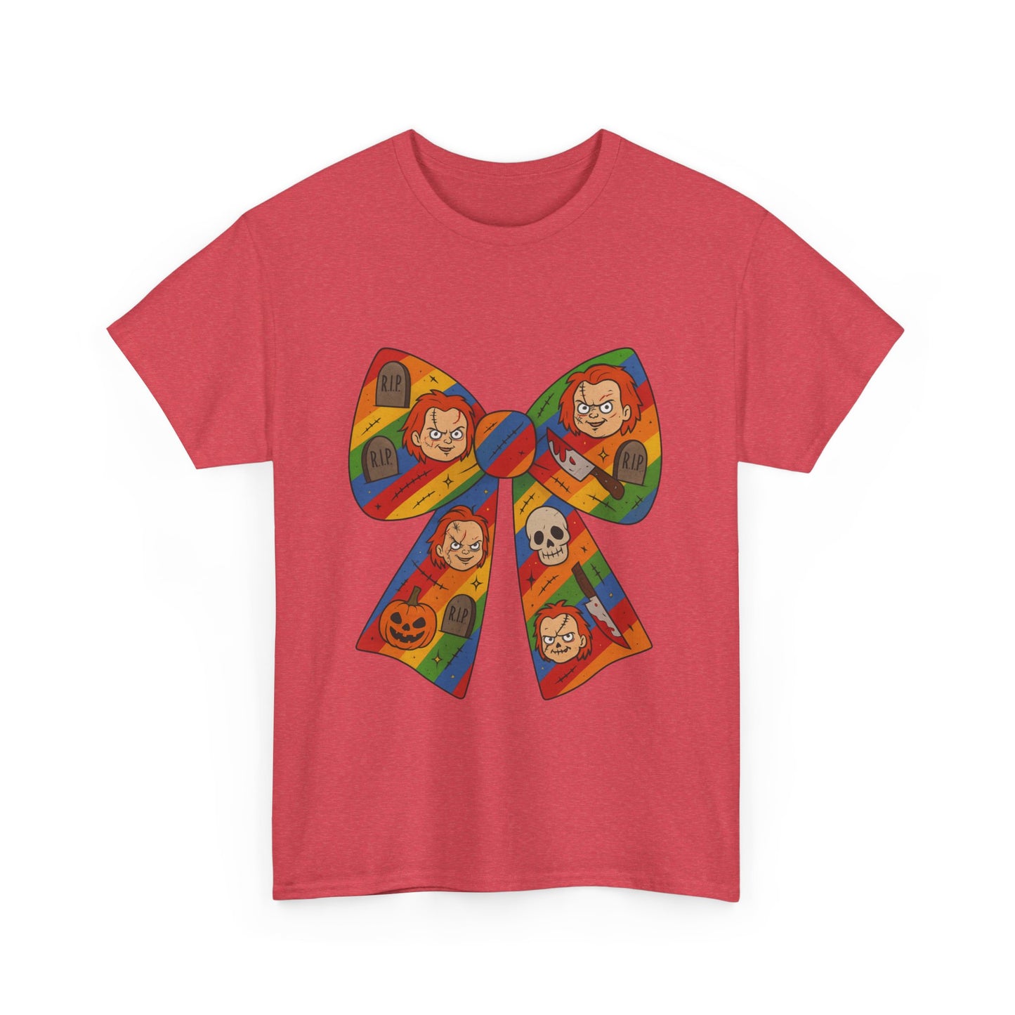 Colorful Halloween Bow Tee, Fun Costume T-Shirt, Halloween Party Shirt, Unisex Graphic Tee, Cozy Everyday Wear, Unique Gift Idea
