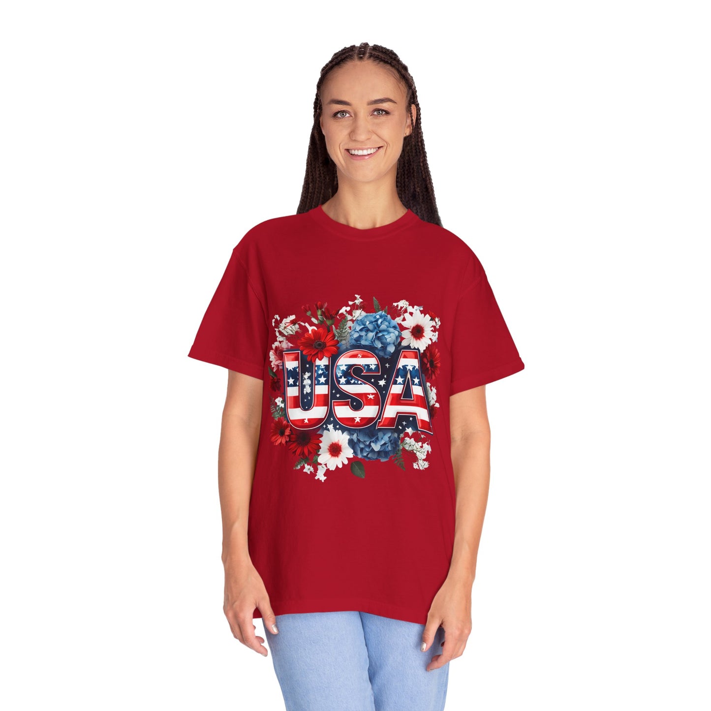 Patriotic Floral USA T-Shirt