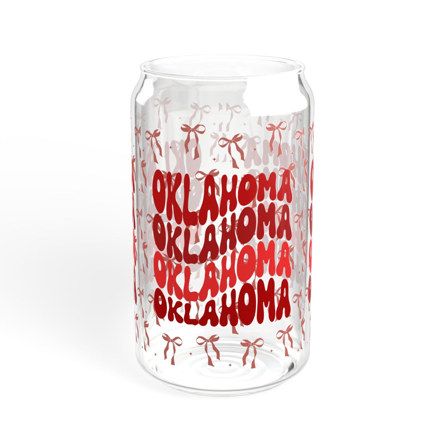 Coquette Bow Oklahoma Sipper Glass, 16oz - Fun Tropical Drinkware for Parties, Beach Days, Gifts, Home Decor, Eco-Friendly, OK boomer sooner, graduation gift